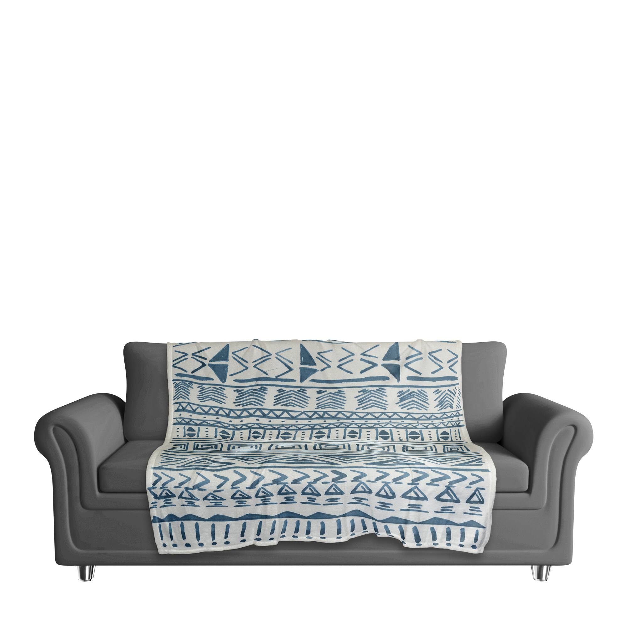 Blue Aztec 50" x 60" Coral Fleece Blanket