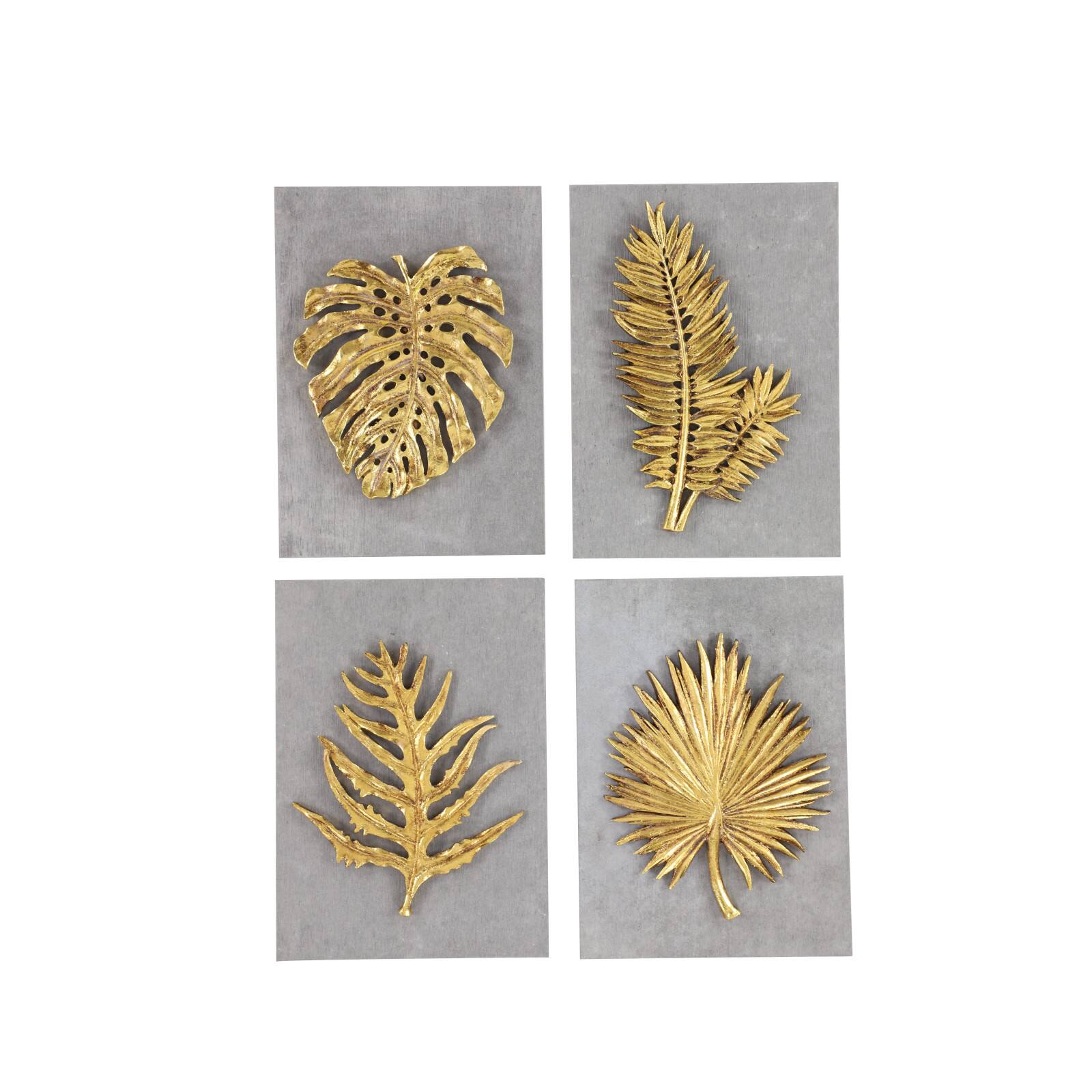 Gold Concrete Modern Floral Wall Décor Set