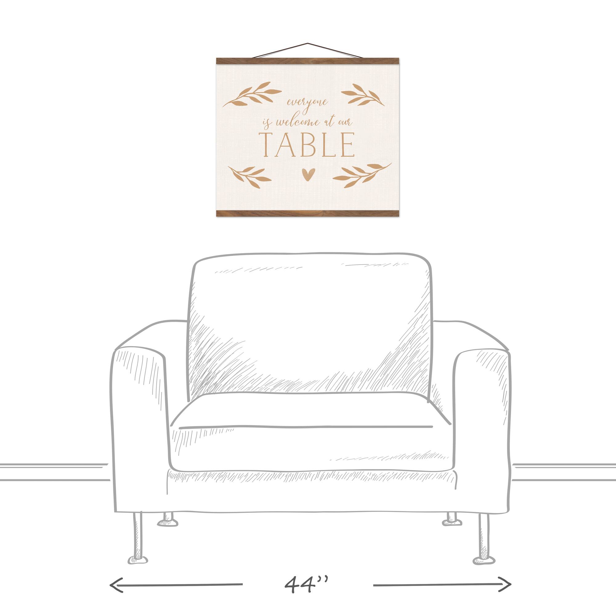 Welcome At Our Table 20" x 16" Teak Hanging Canvas