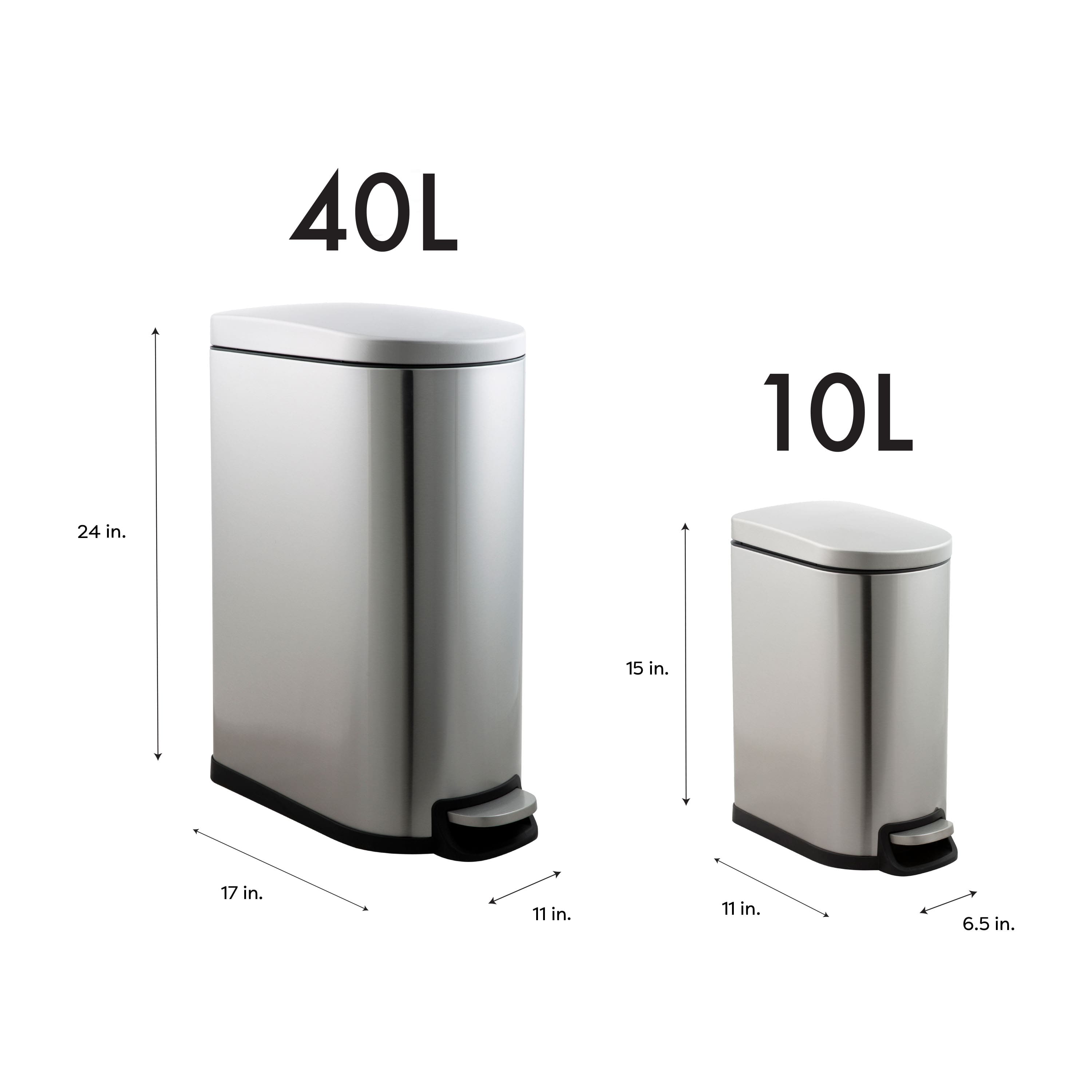 Organize It All 2 Pack Stainless Steel Trash Bins