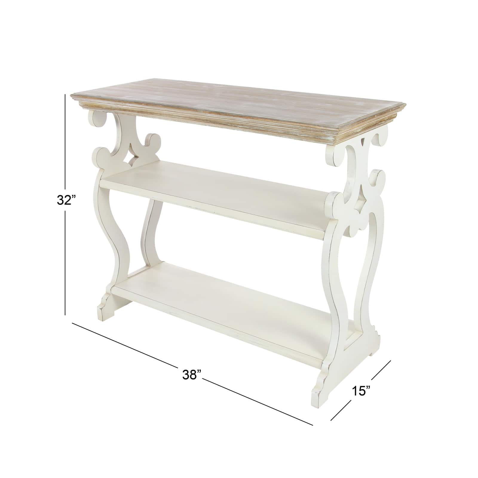 White Farmhouse Wood Console Table, 32&#x22; x 38&#x22;
