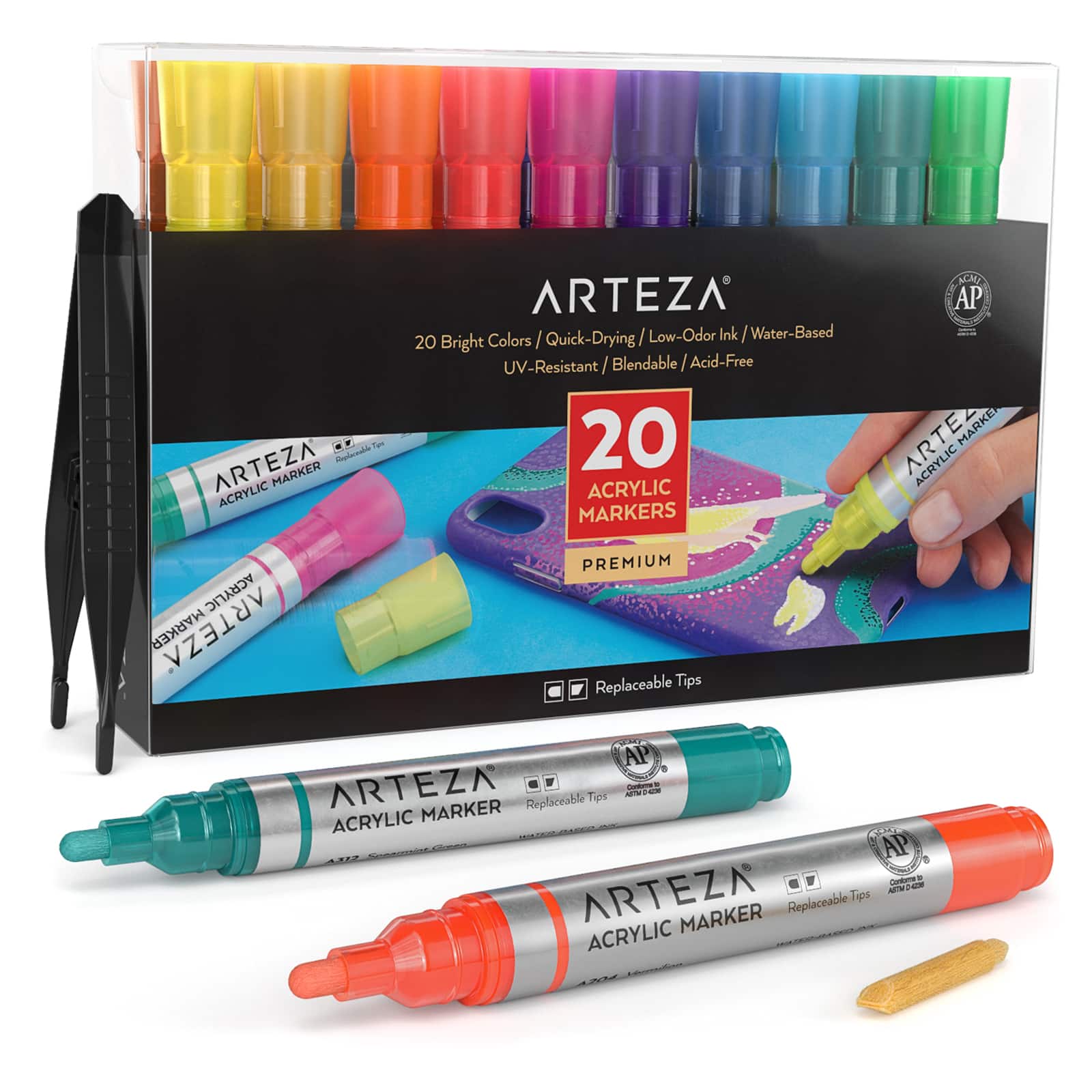 Arteza Oil Paint Markers, Assorted Colors - 20 Pack
