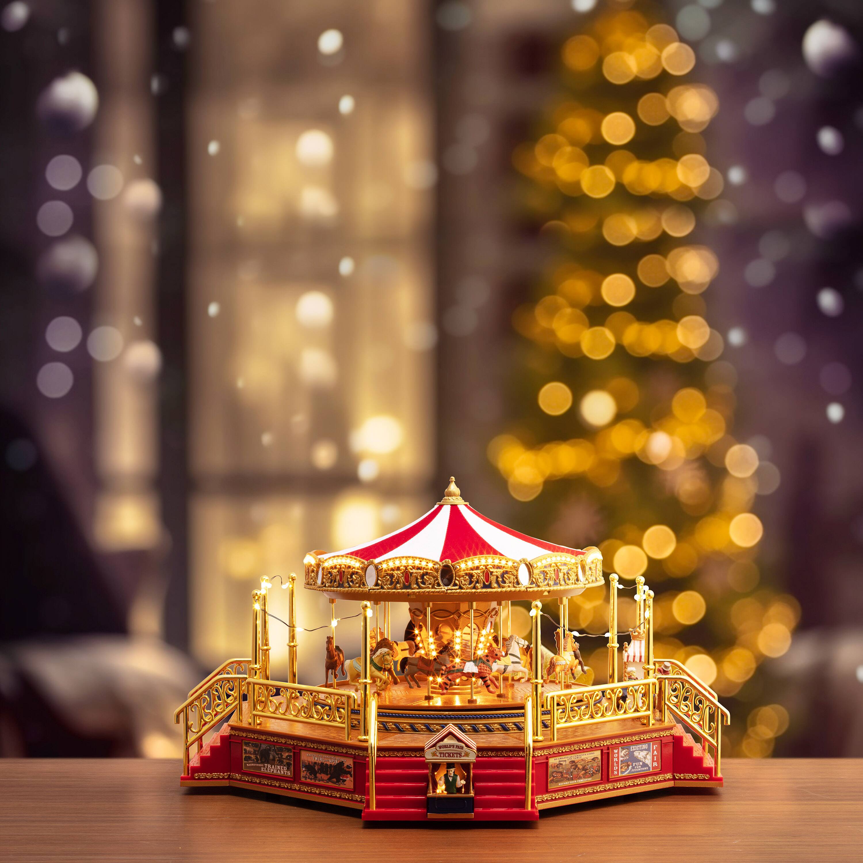 90th Anniversary Collection 8&#x22; Animated &#x26; Musical LED World&#x27;s Fair Boardwalk Carouse Accent