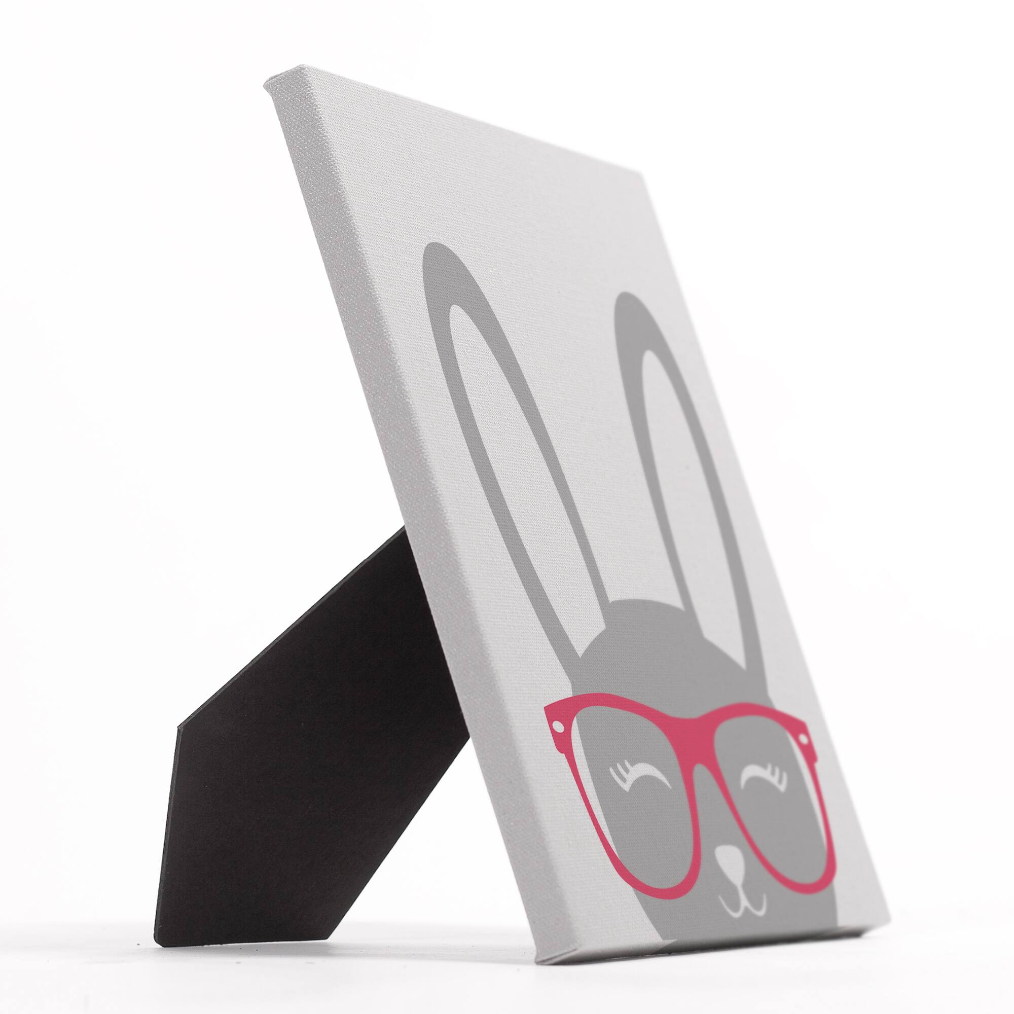 Happy Bunny with Glasses Tabletop Canvas Art 