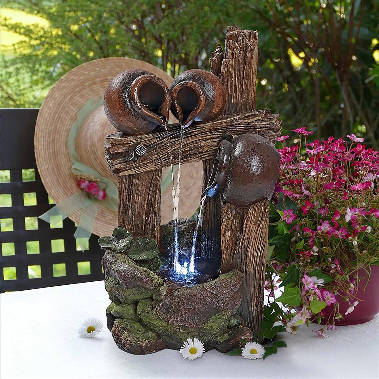 Design Toscano The Cascading Urns of Ravello Illuminated Garden Fountain