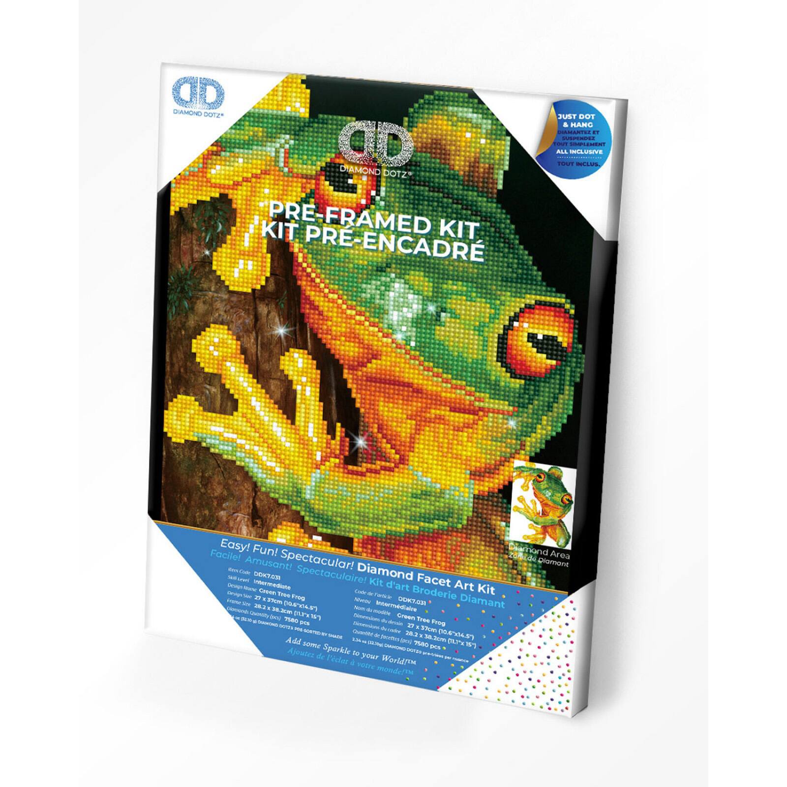 Diamond Dotz® Intermediate Green Tree Frog with Frame Diamond Painting Kit