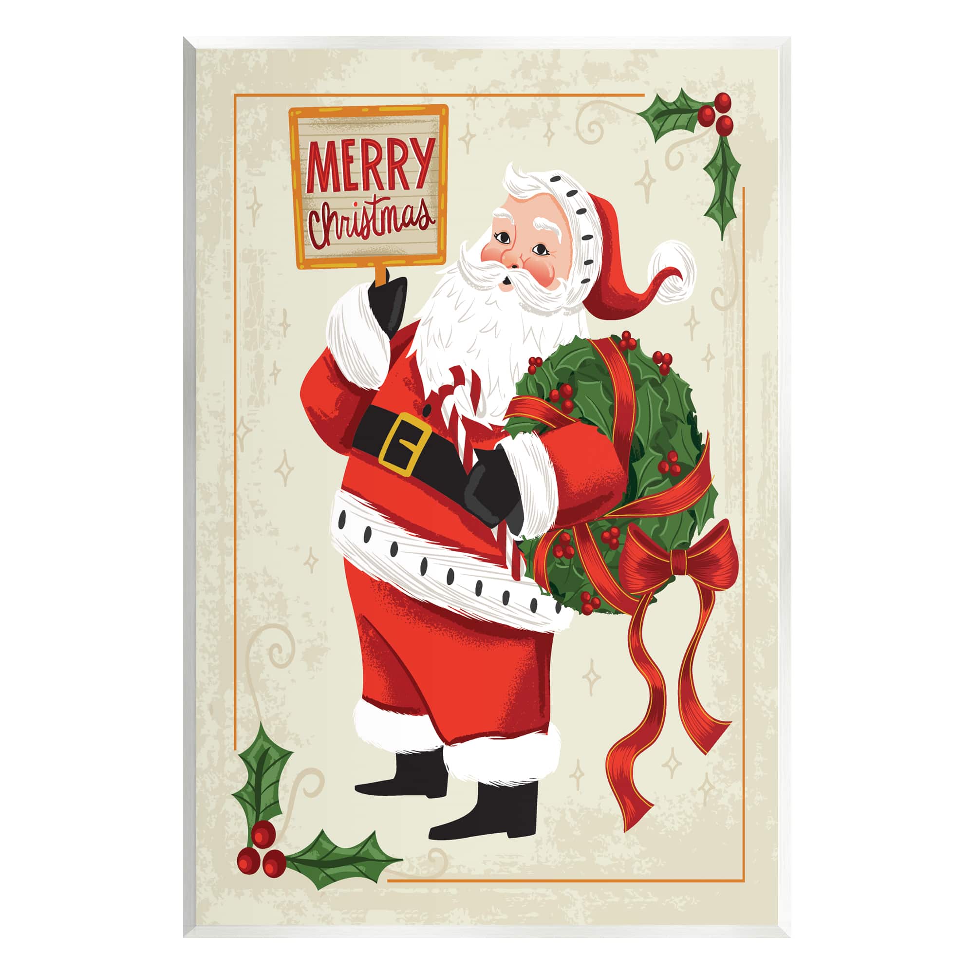 Stupell Industries Merry Christmas Vintage Santa Wall Plaque Art