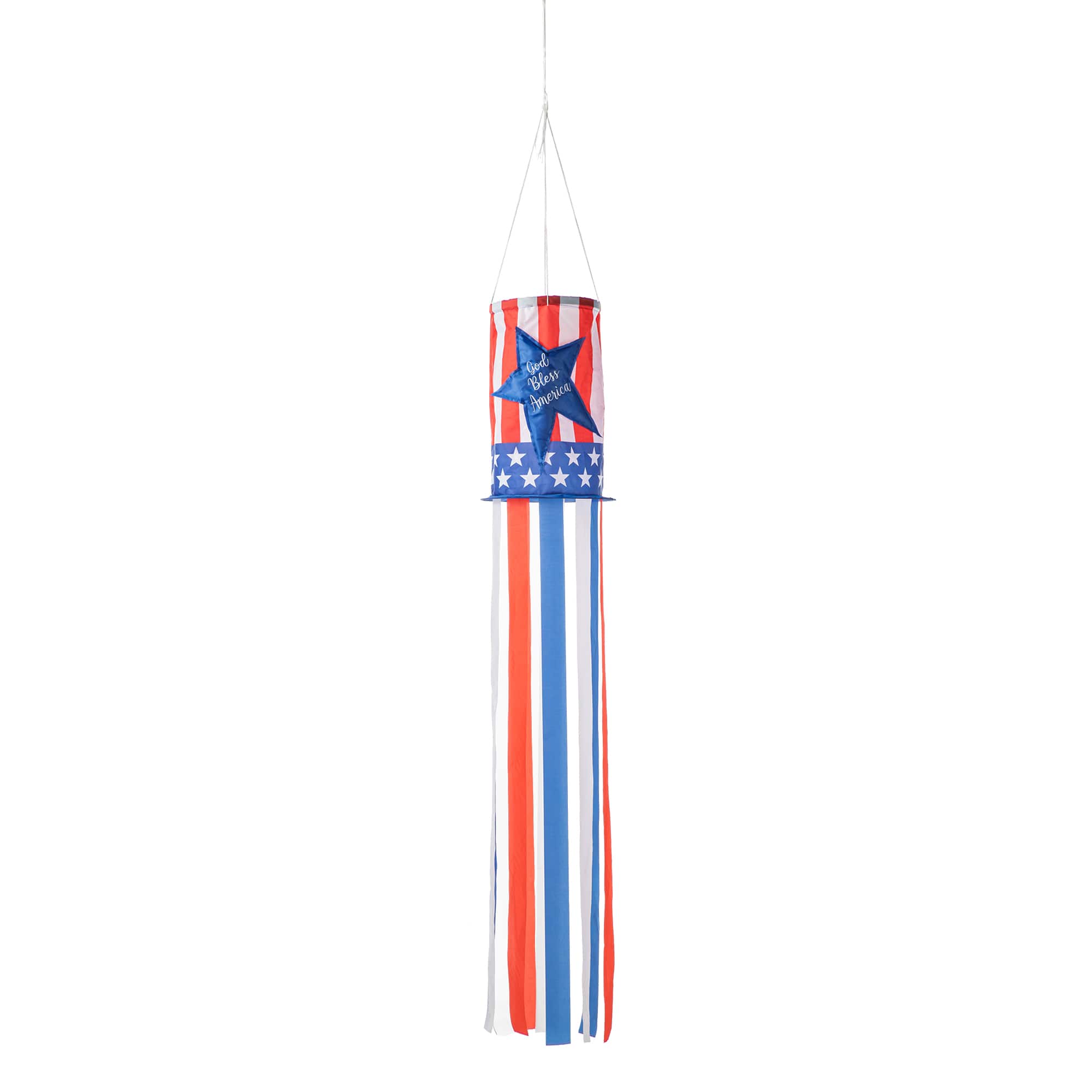 Glitzhome® 60" Patriotic Stars & Stripes Windsock