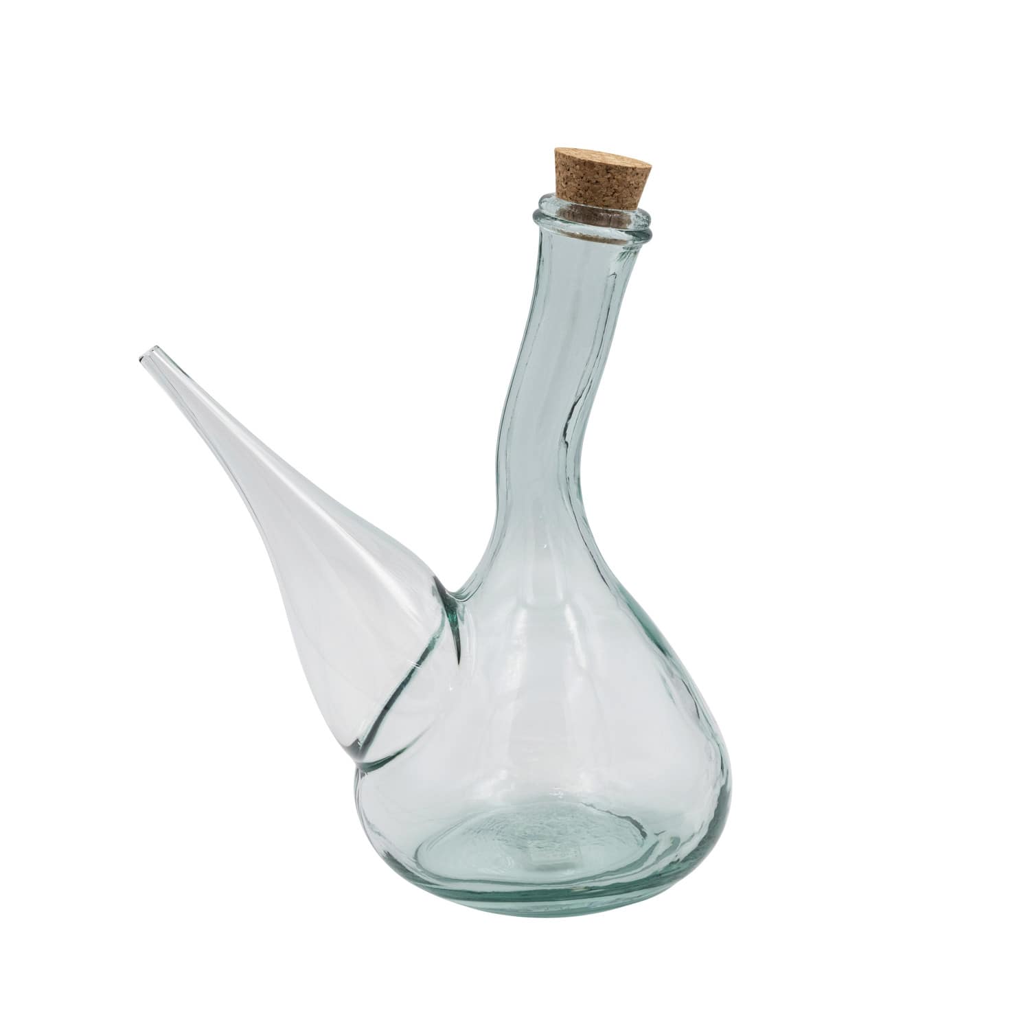 Round Reclaimed Traditional Glass Wine Pitcher with Cork