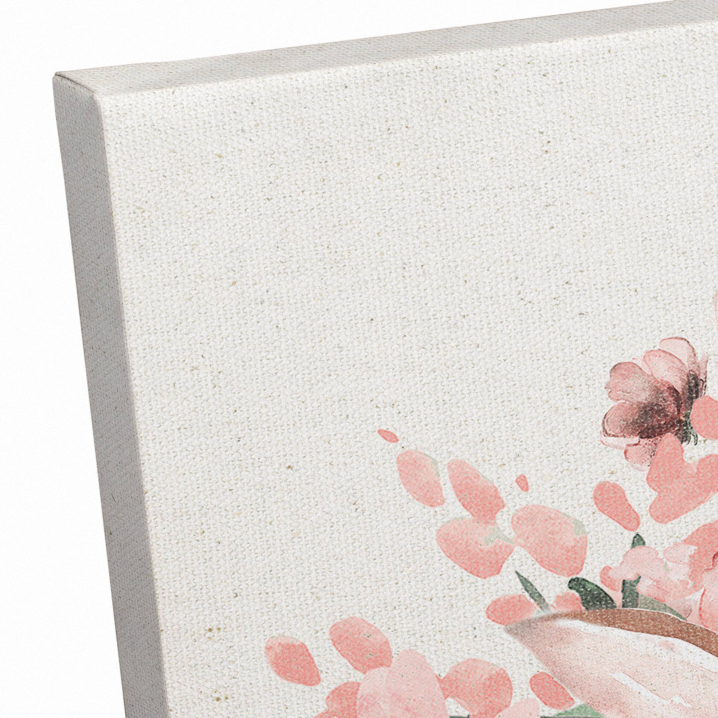 Easter Bunny Floral Bucket 16" x 20" Canvas Wall Art