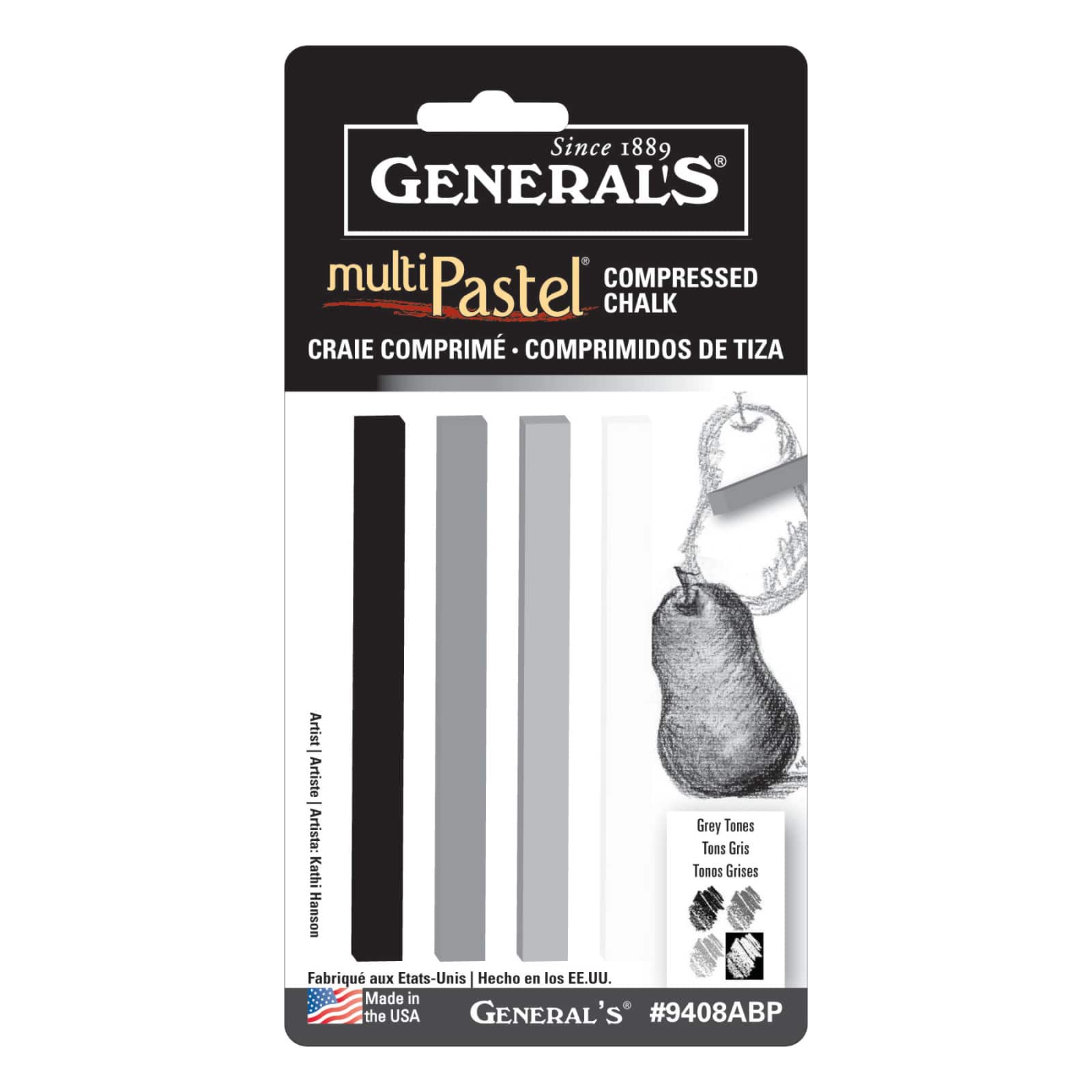 General&#x27;s&#xAE; MultiPastel&#xAE; Gray Tones Compressed Chalk, 4ct.