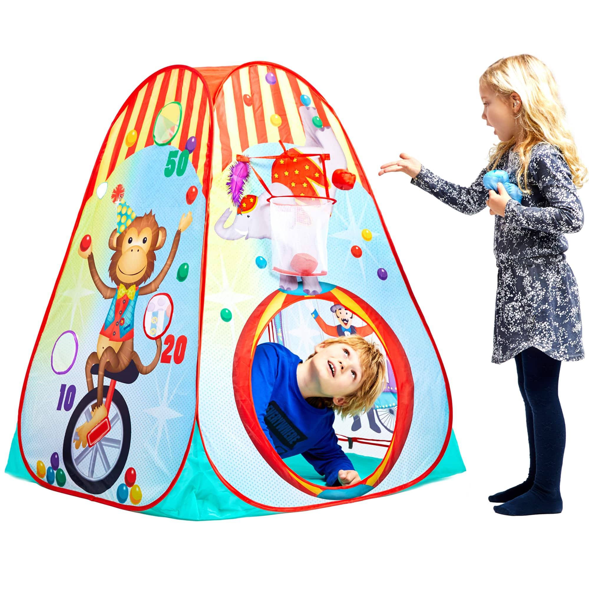 Fun2Give&#xAE; Pop-It-Up&#xAE; Circus Activity Play Tent with 4 Soft Balls