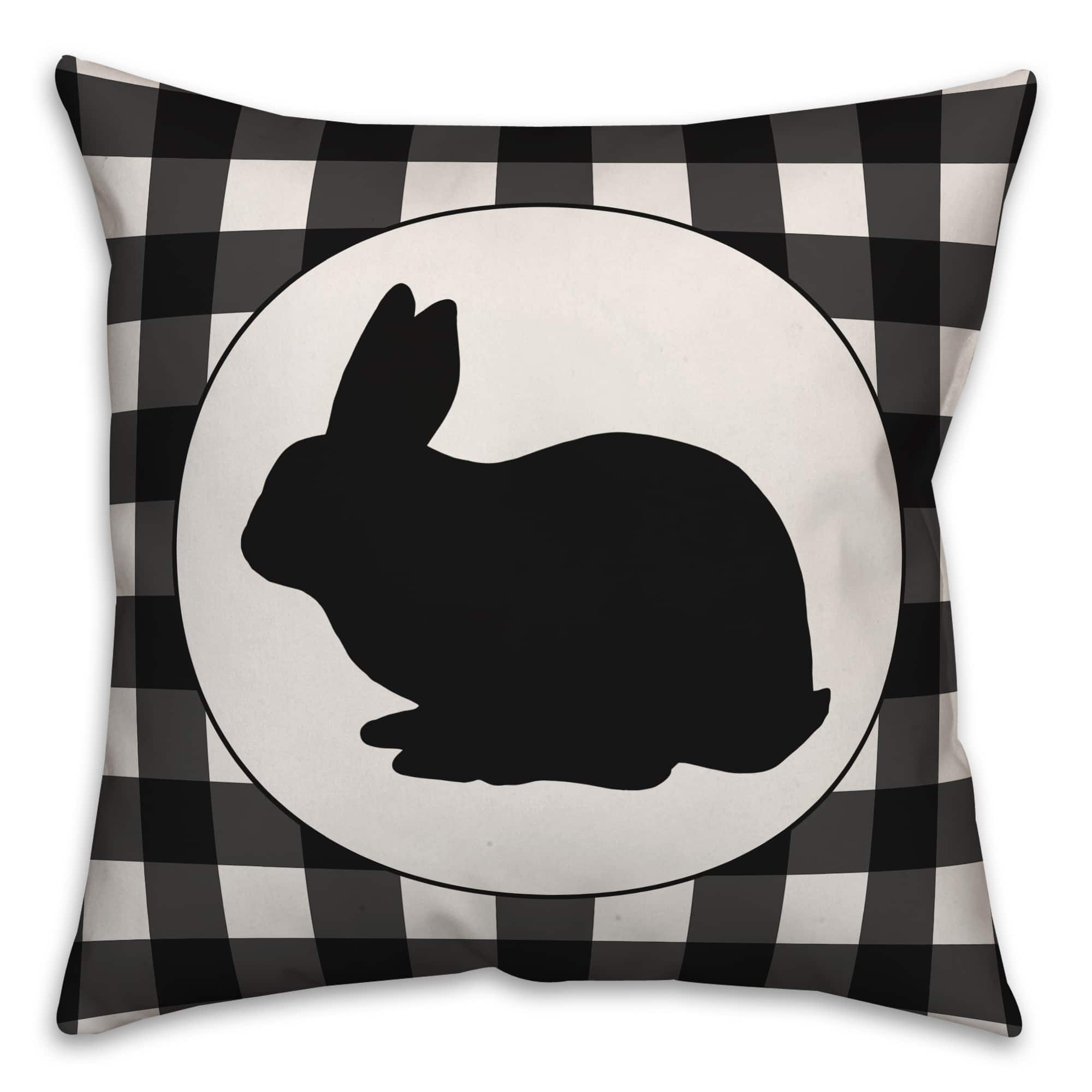 Buffalo Check Bunny Silhouette Throw Pillow