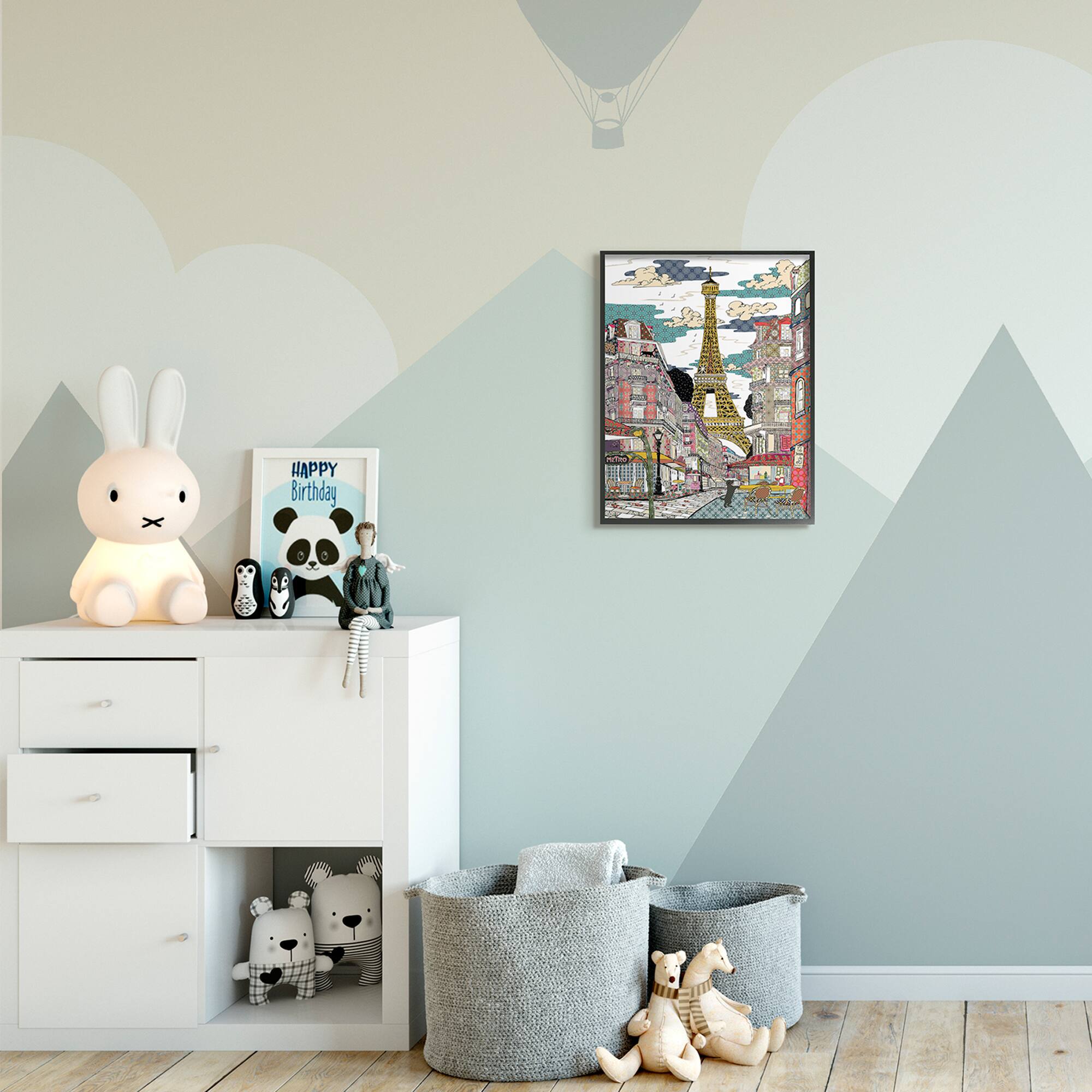 Stupell Industries Patchwork Pattern Paris Black Framed Wall Art