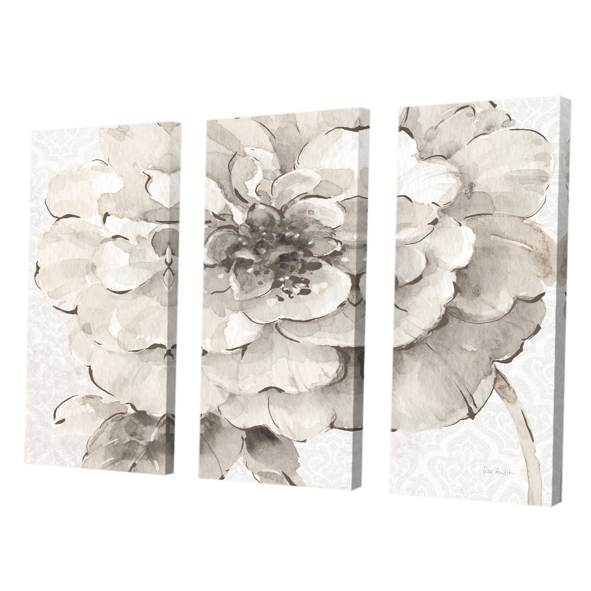 Designart - Indigold Grey Peonies I - Farmhouse Premium Canvas Wall Art