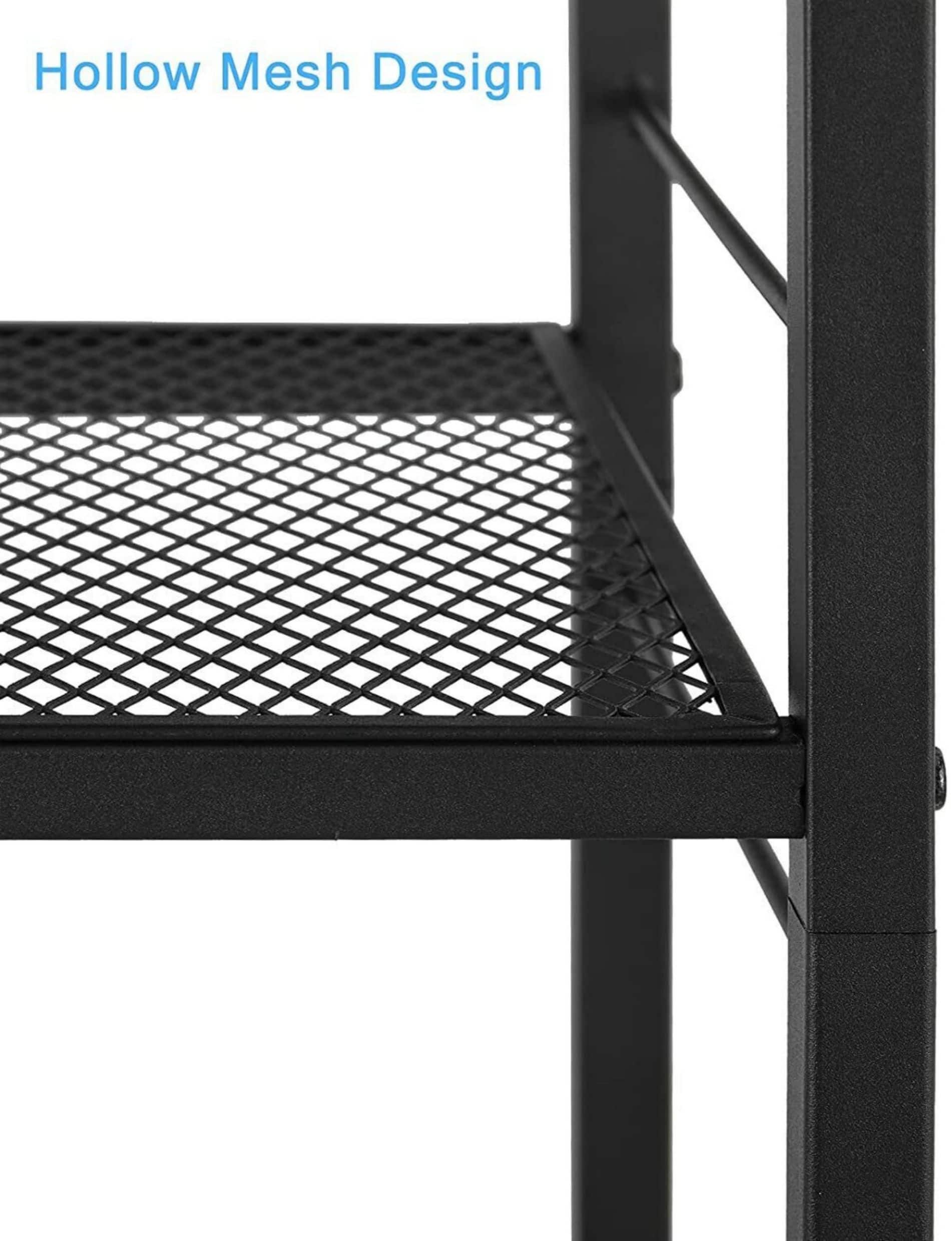 Rustic Brown 4-Tier Industrial Metal Rolling Storage Cart