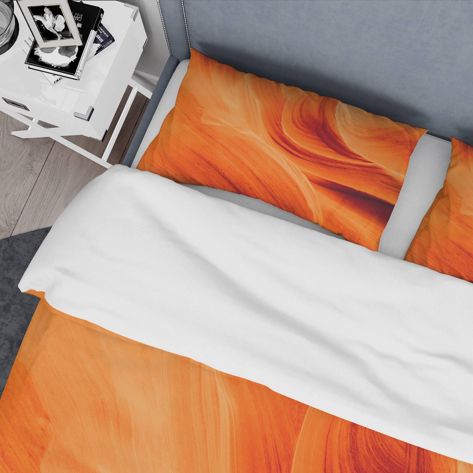 Designart &#x27;Orange Upper Antelope Canyon&#x27; Landscape Bedding Set - Duvet Cover &#x26; Shams
