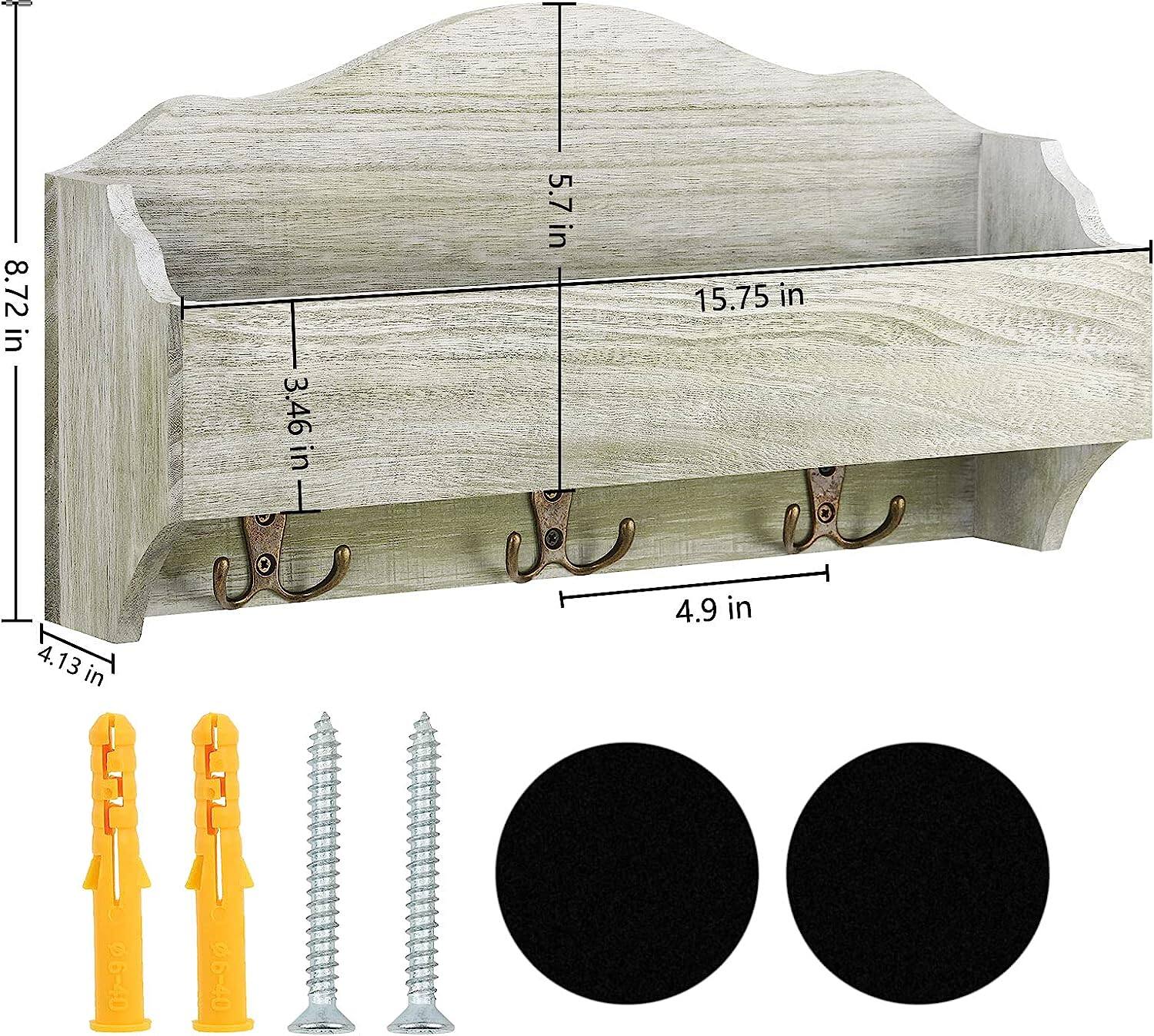 NEX™ Olive Green Wall-Mounted Wooden Key Rack with 3 Double Key Hooks