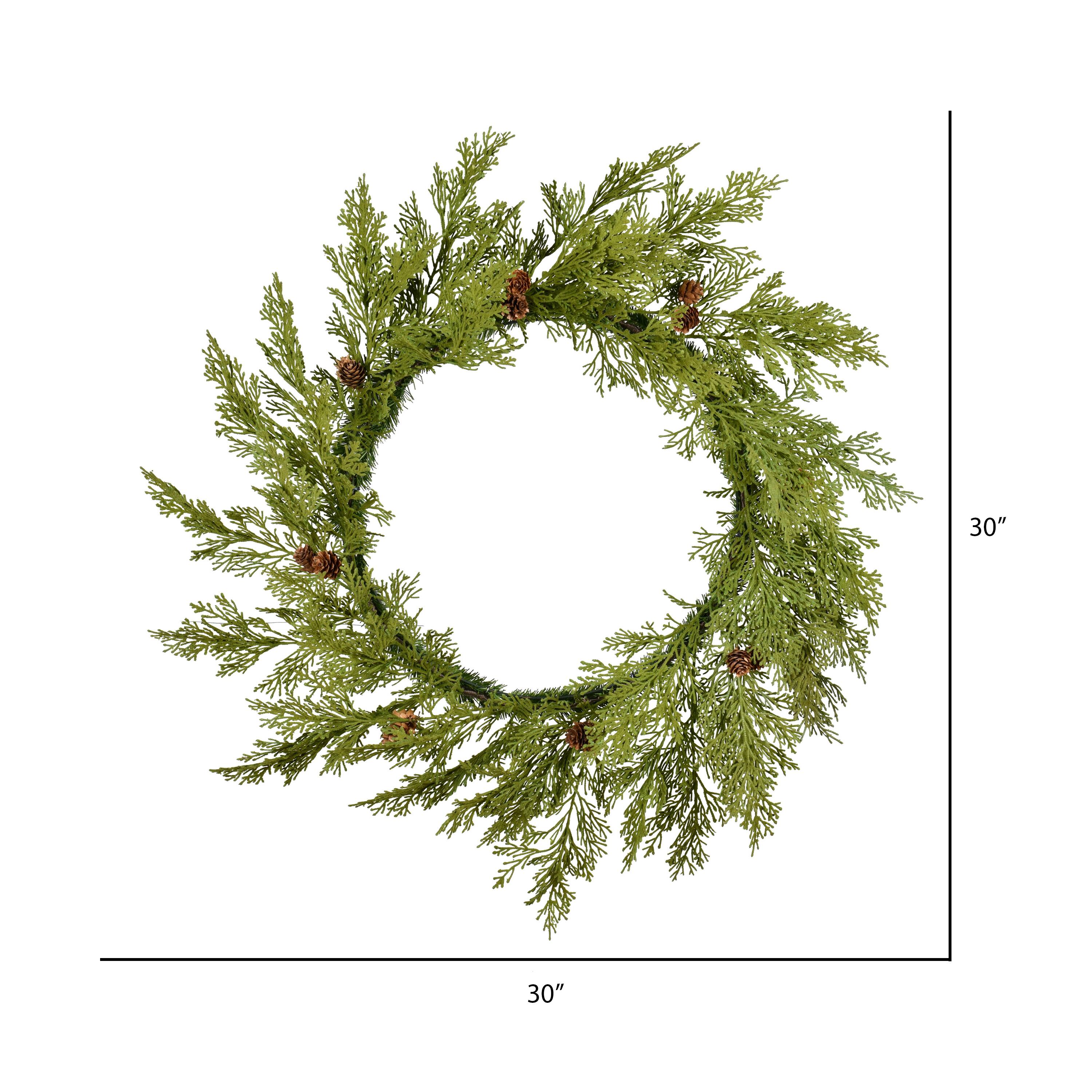 30" Cedar & Pinecone Wreath