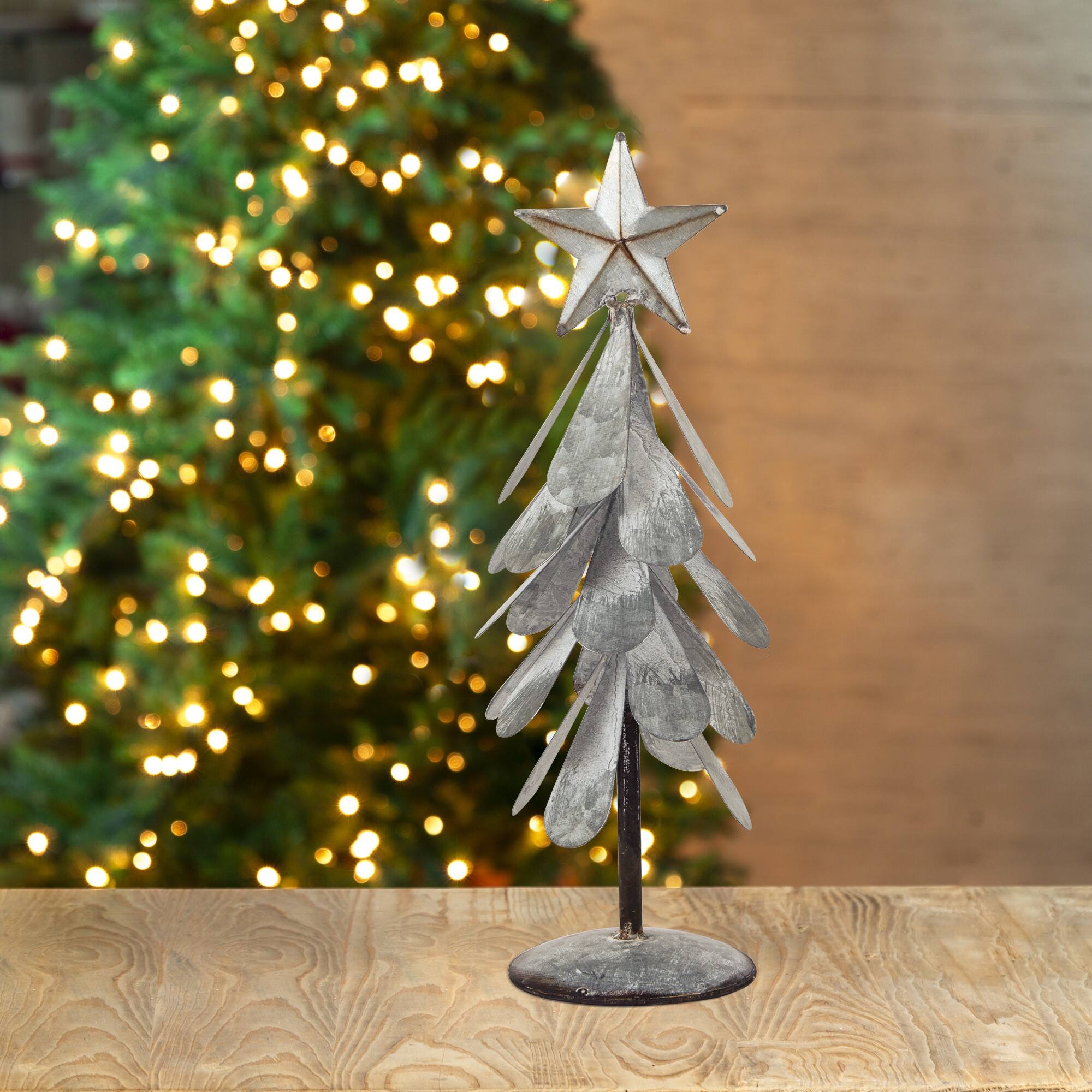 Glitzhome® 14.5" Galvanized Metal Christmas Tree Table Décor