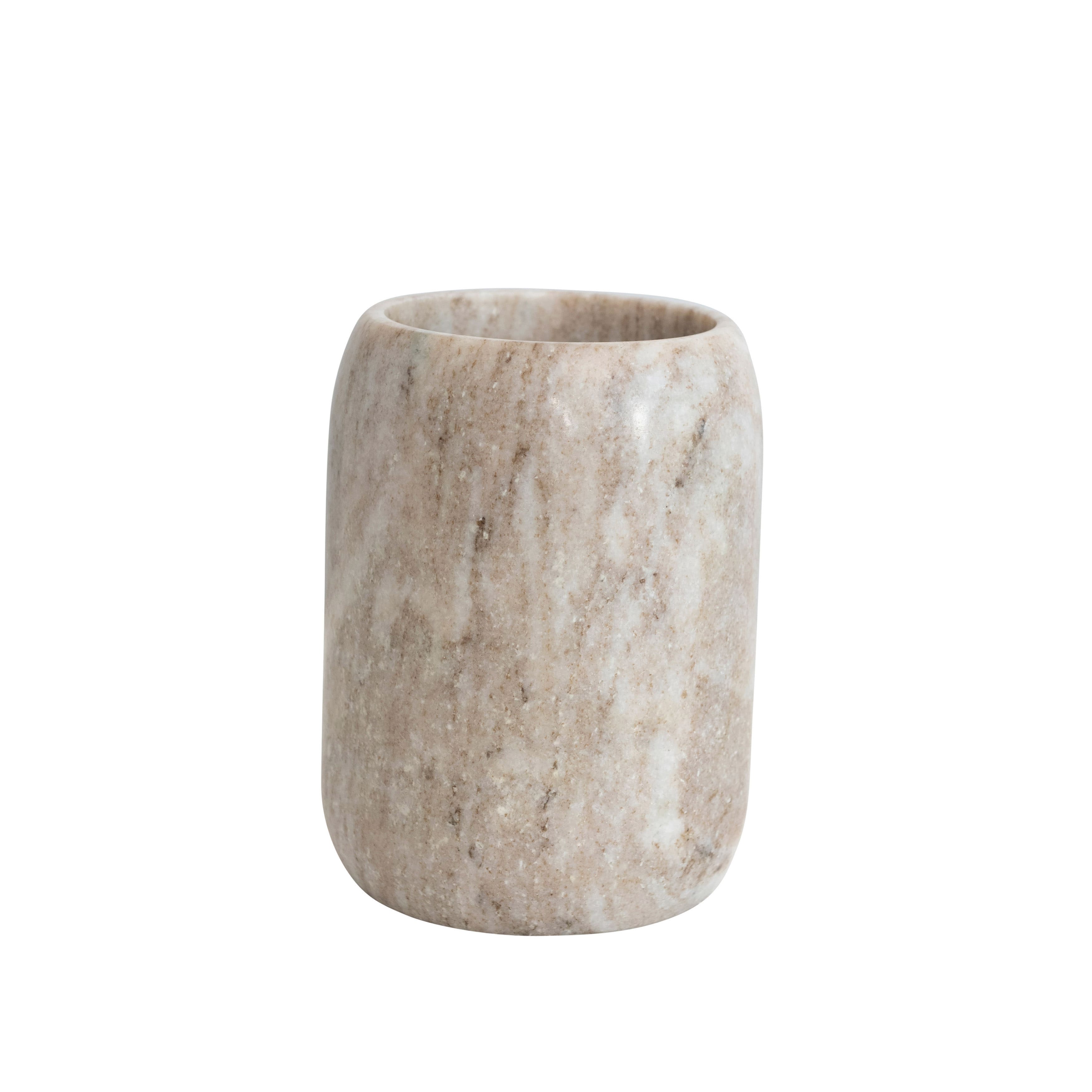 7&#x22; White Marble Jar Bottle Holder