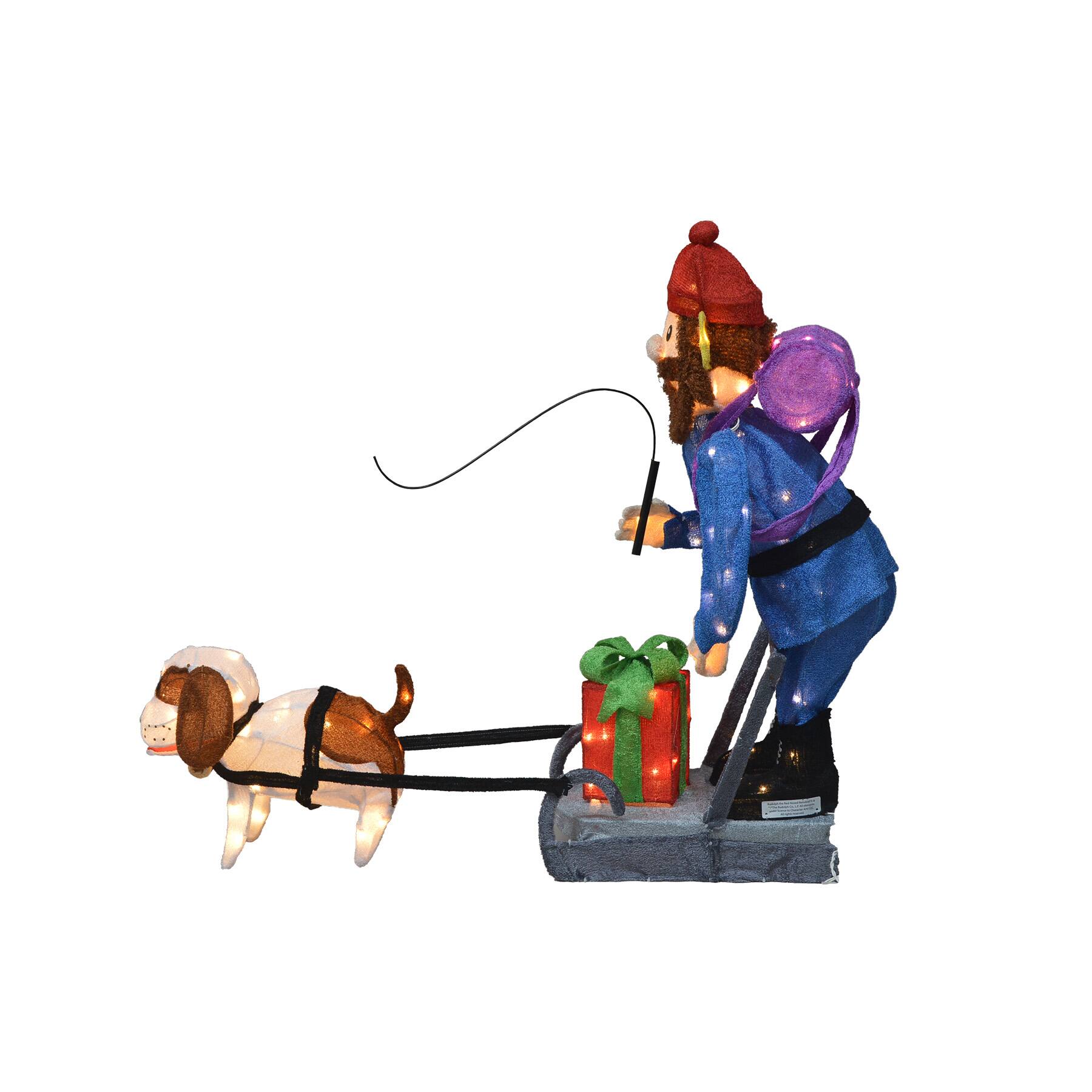 34&#x22; Rudolph the Red-Nosed Reindeer Yukon &#x26; Dog 3D Pre-Lit Yard D&#xE9;cor