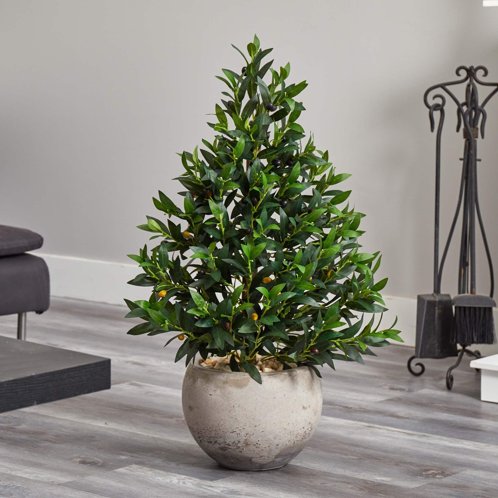 3ft. Olive Cone Topiary Tree in Sand Stone Planter