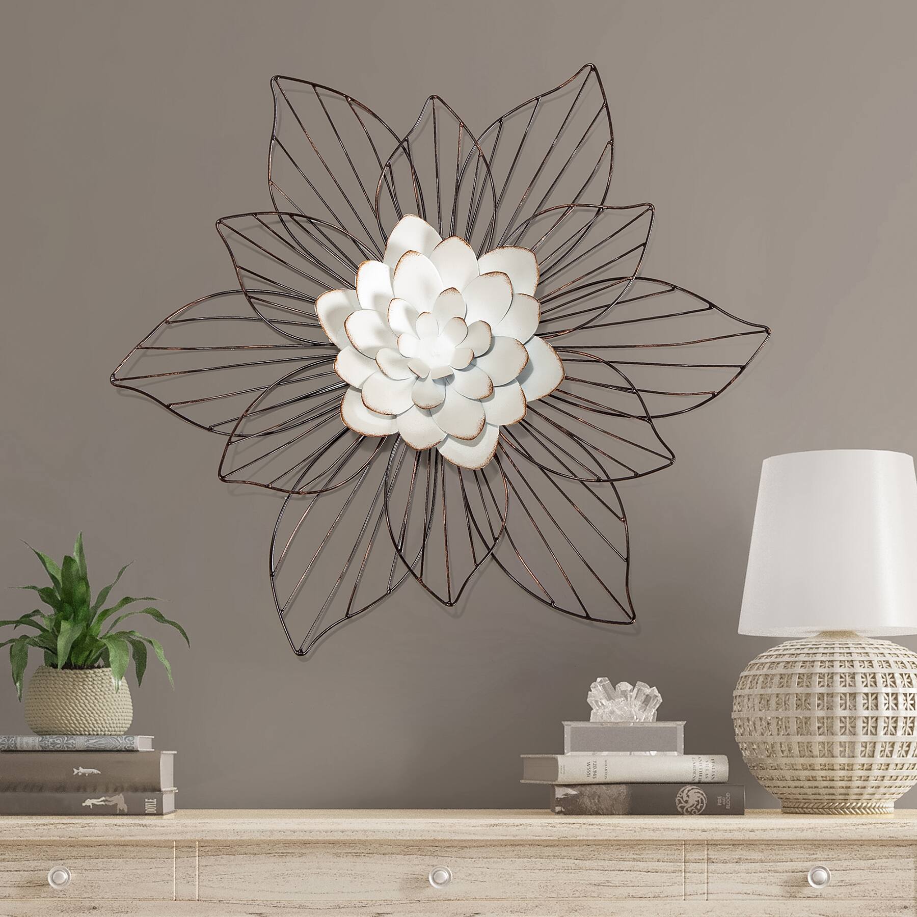 Fetco Leith Layered Floral Metal Wall Art