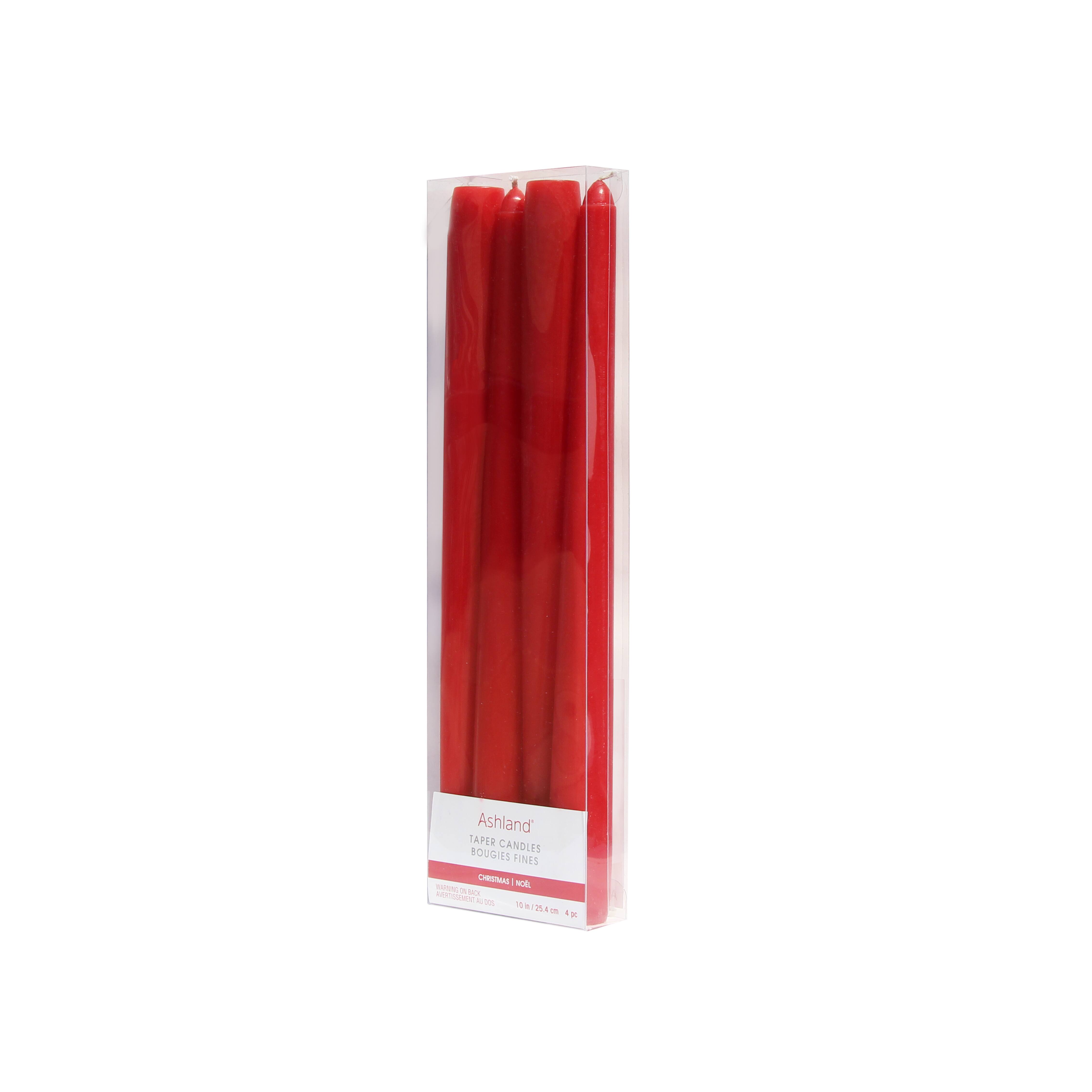 10" Smooth Red Taper Candles by Ashland®, 4ct. Candles Michaels