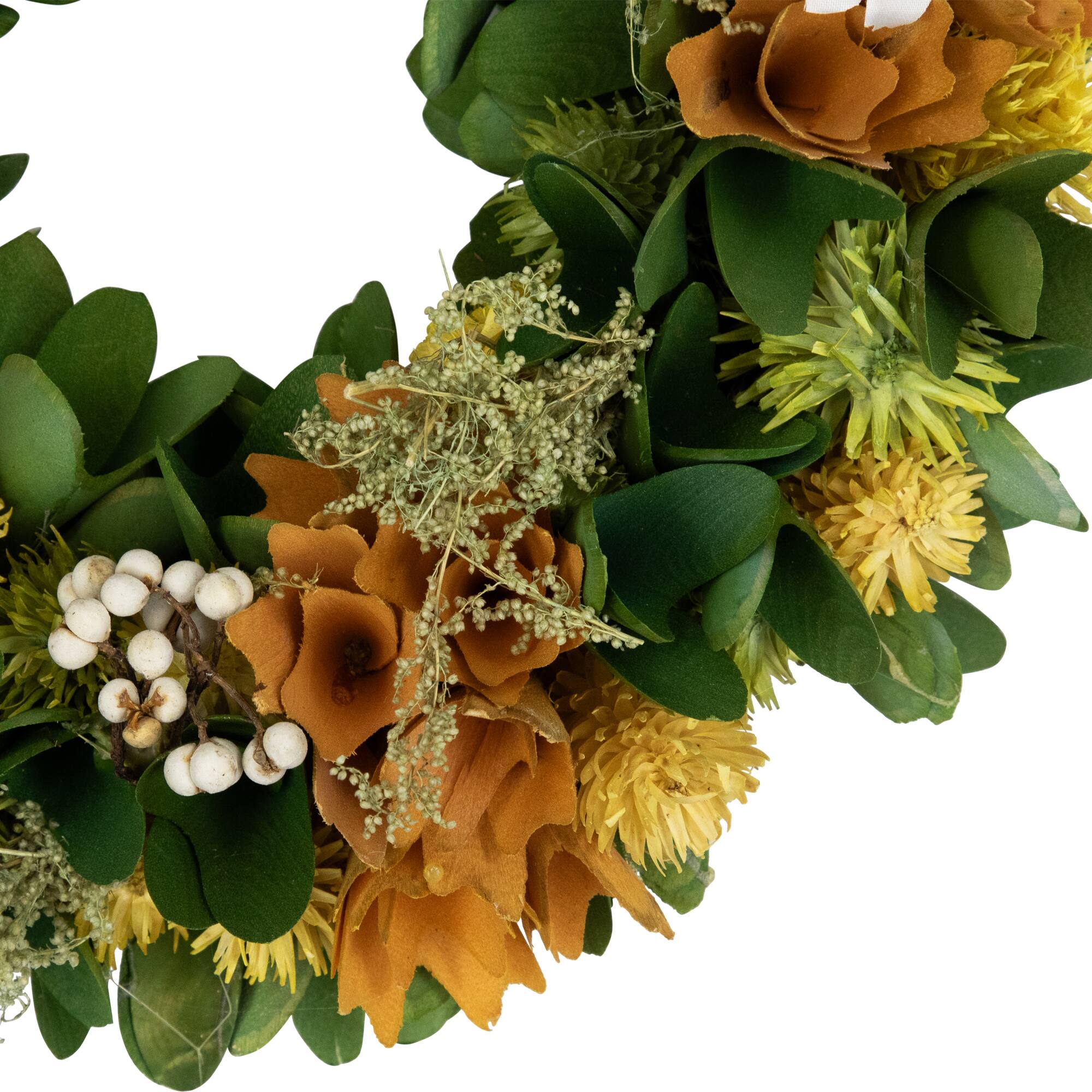 11&#x22; Orange Mixed Floral Artificial Spring Wreath