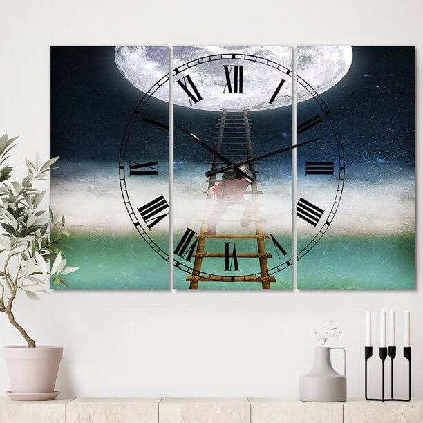 Designart Reach for the Moon Modern Multipanel Wall Clock