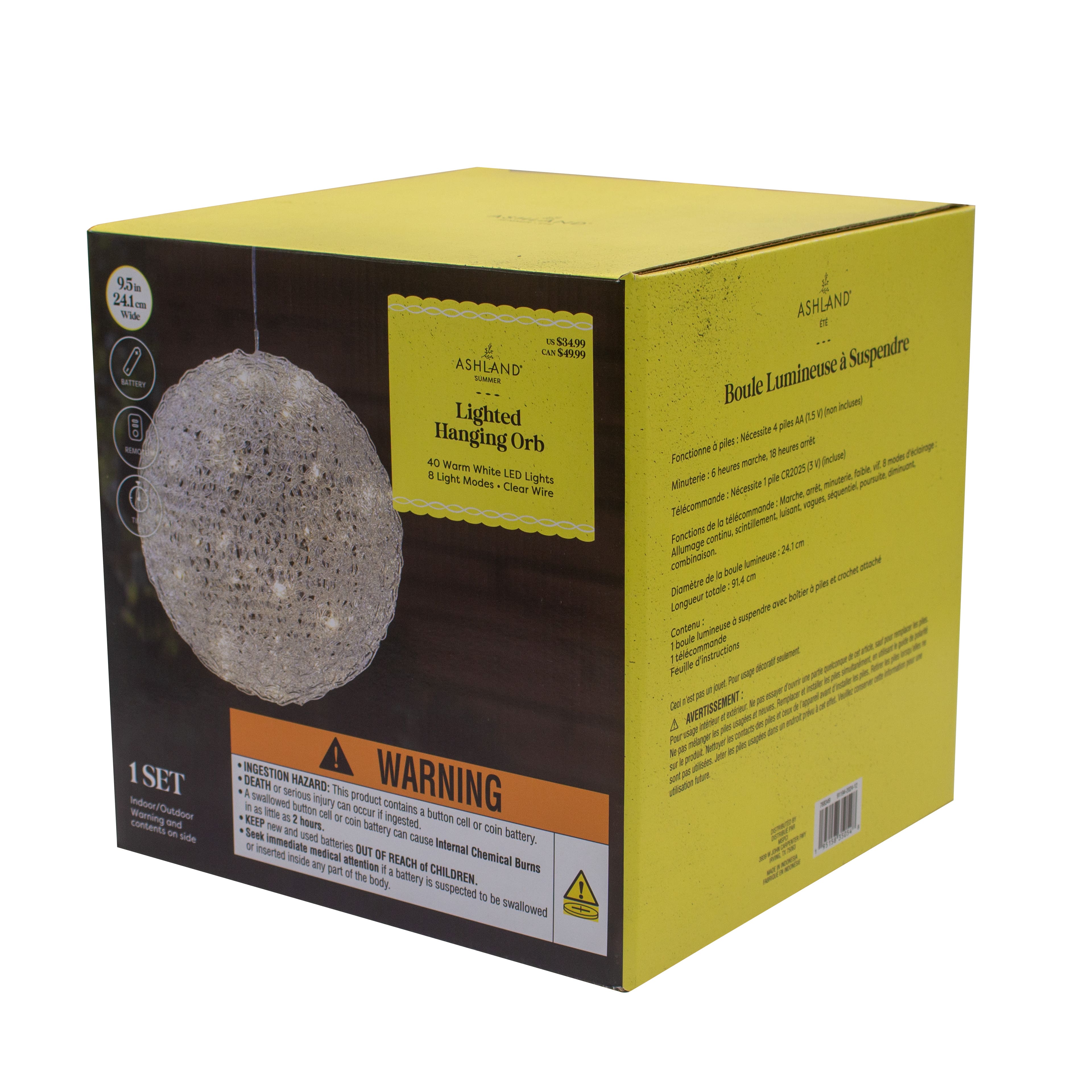 9.5&#x22; Warm White LED Lighted Hanging Orb by Ashland&#xAE;
