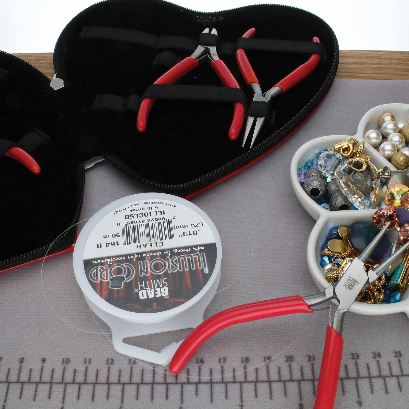 The Beadsmith® 8 Piece Pliers Set in Heart Case