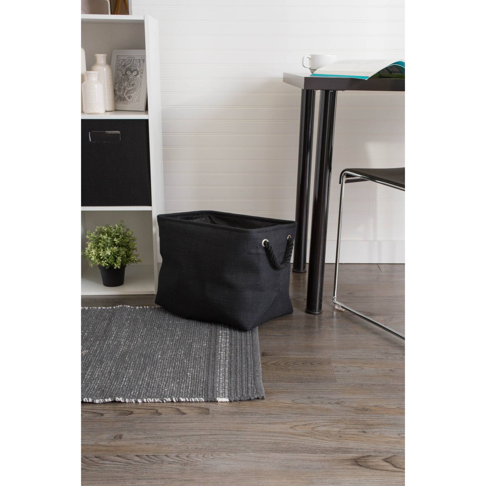 Small Black Polyester Variegated Rectangle Bin