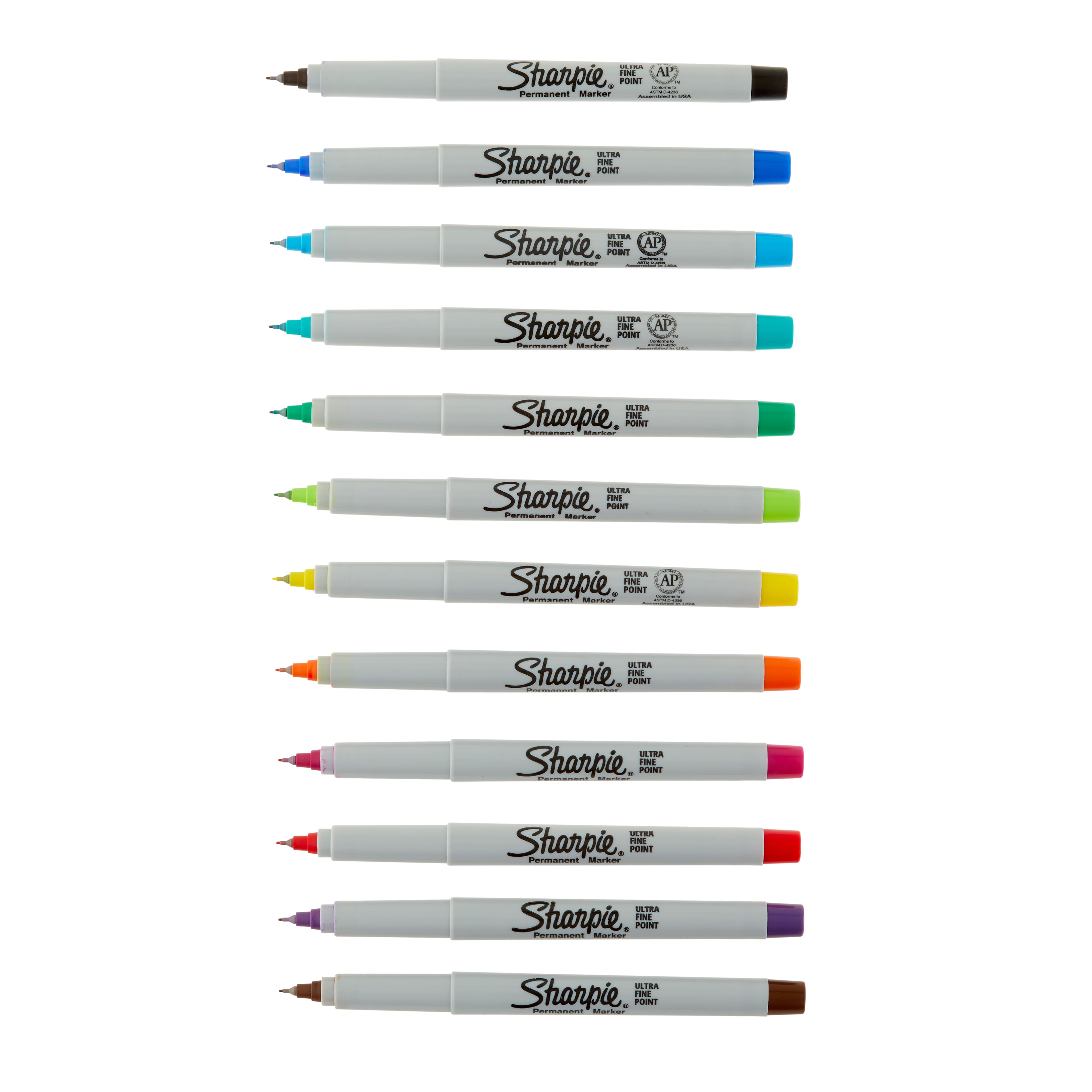 Sharpie Permanent Markers, Brush Tip, Assorted, 12 Pack