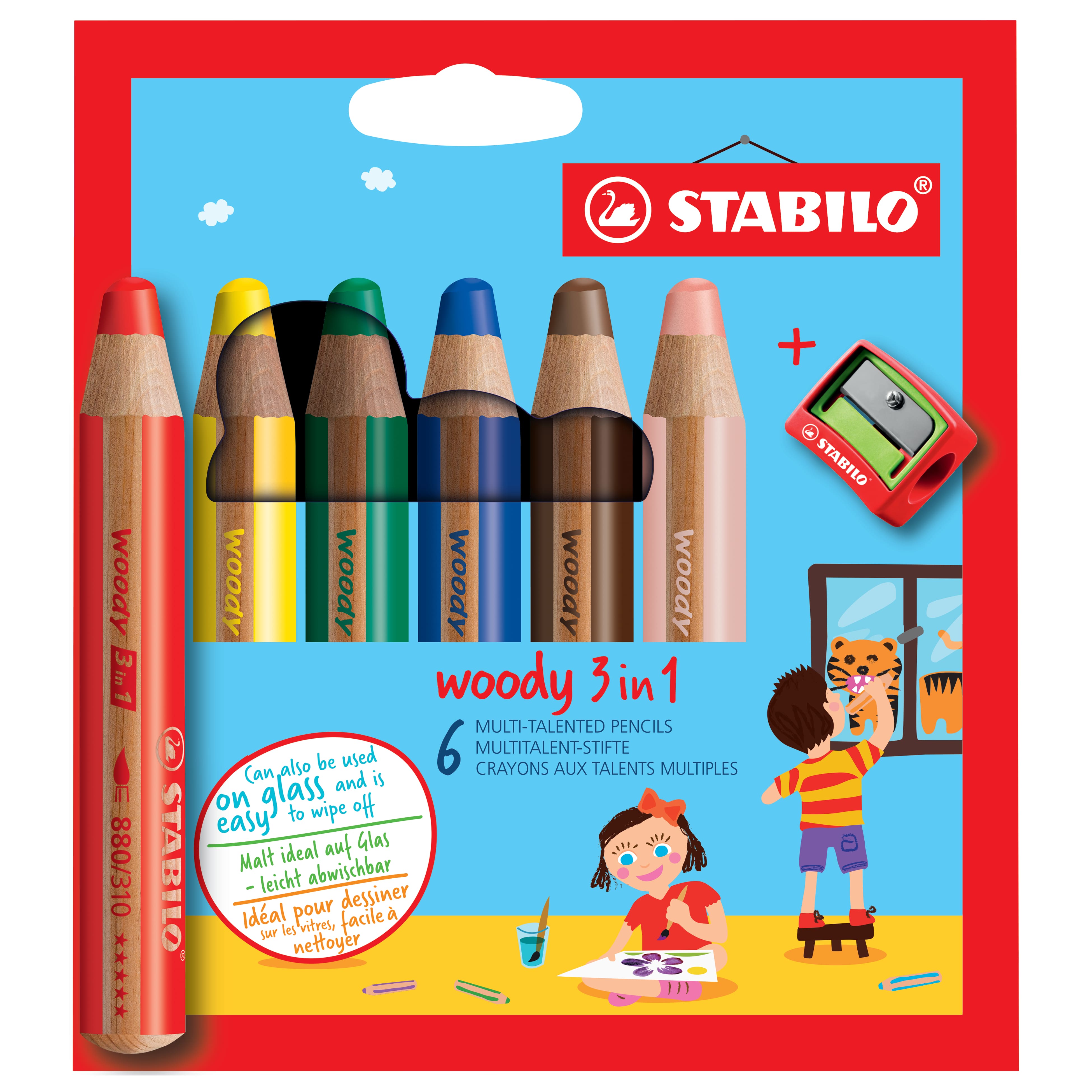 STABILO Woody 3-in-1 Set,  6 Colors
