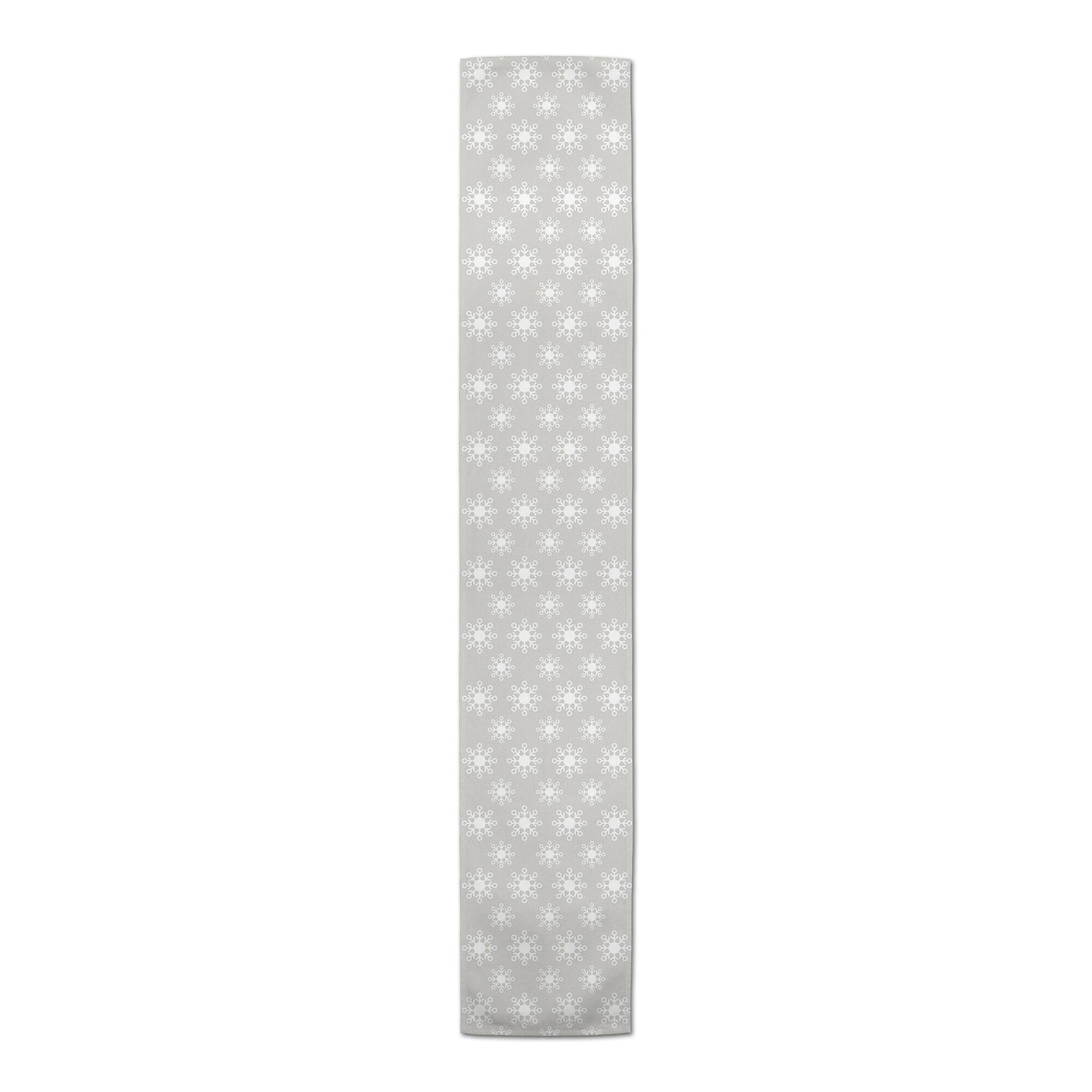 Neutral Snow Flakes 16x90 Poly Twill Table Runner
