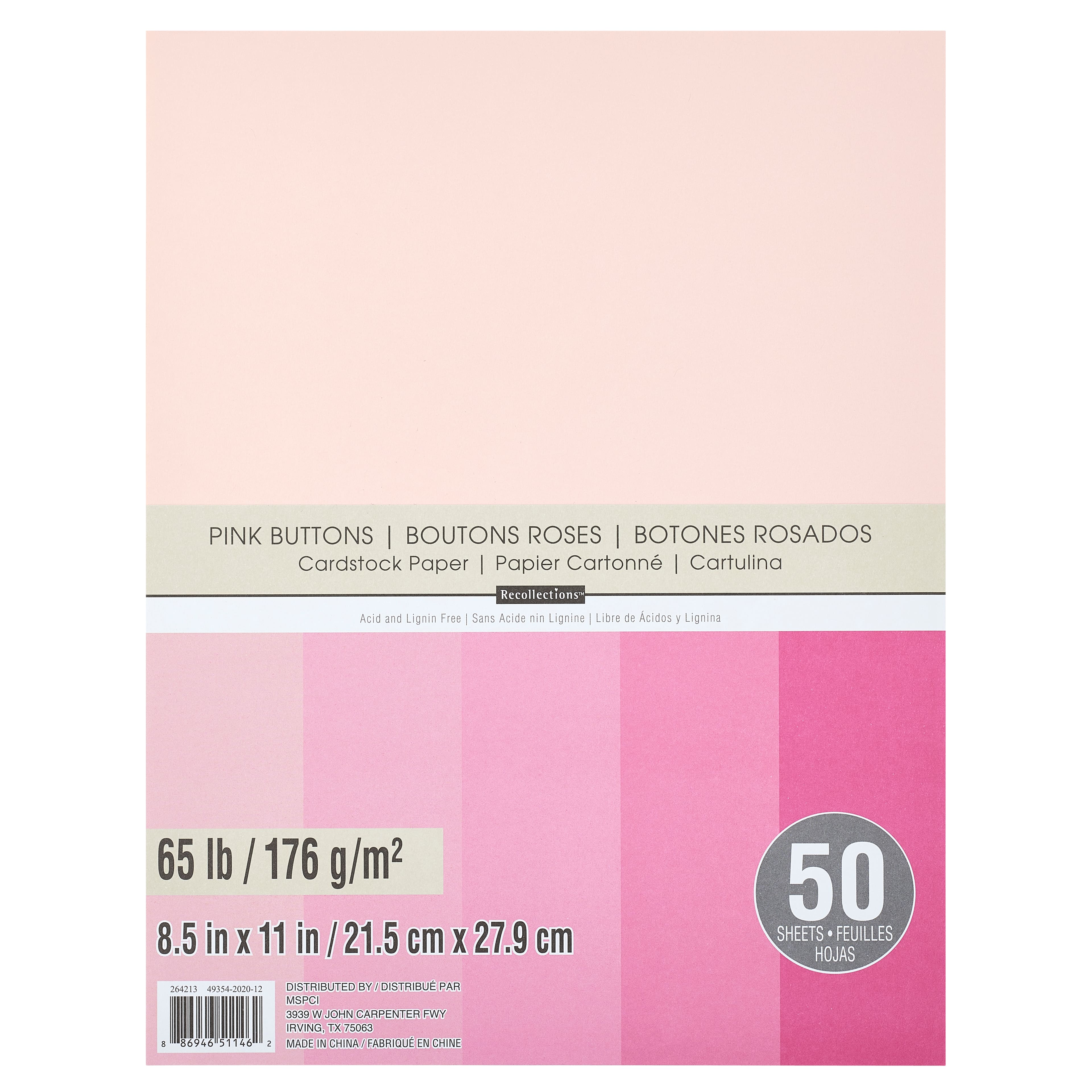 Pink Buttons 8.5 x 11 Cardstock Paper by Recollections®, 50