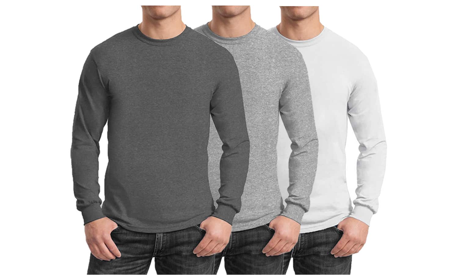 Galaxy By Harvic Long Sleeve Crew Neck Men's Egyptian Cotton-Blend