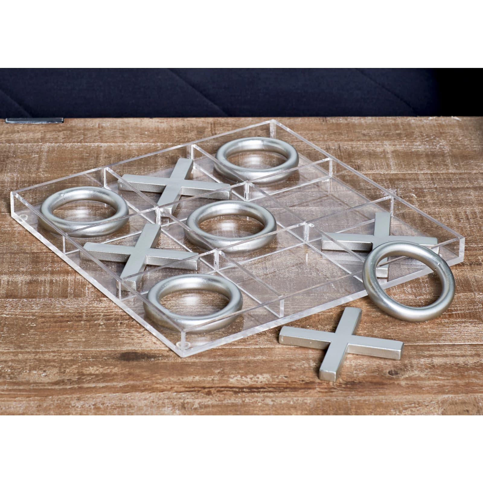 Silver Acrylic & Metal Glam Tic-Tac-Toe Game Set