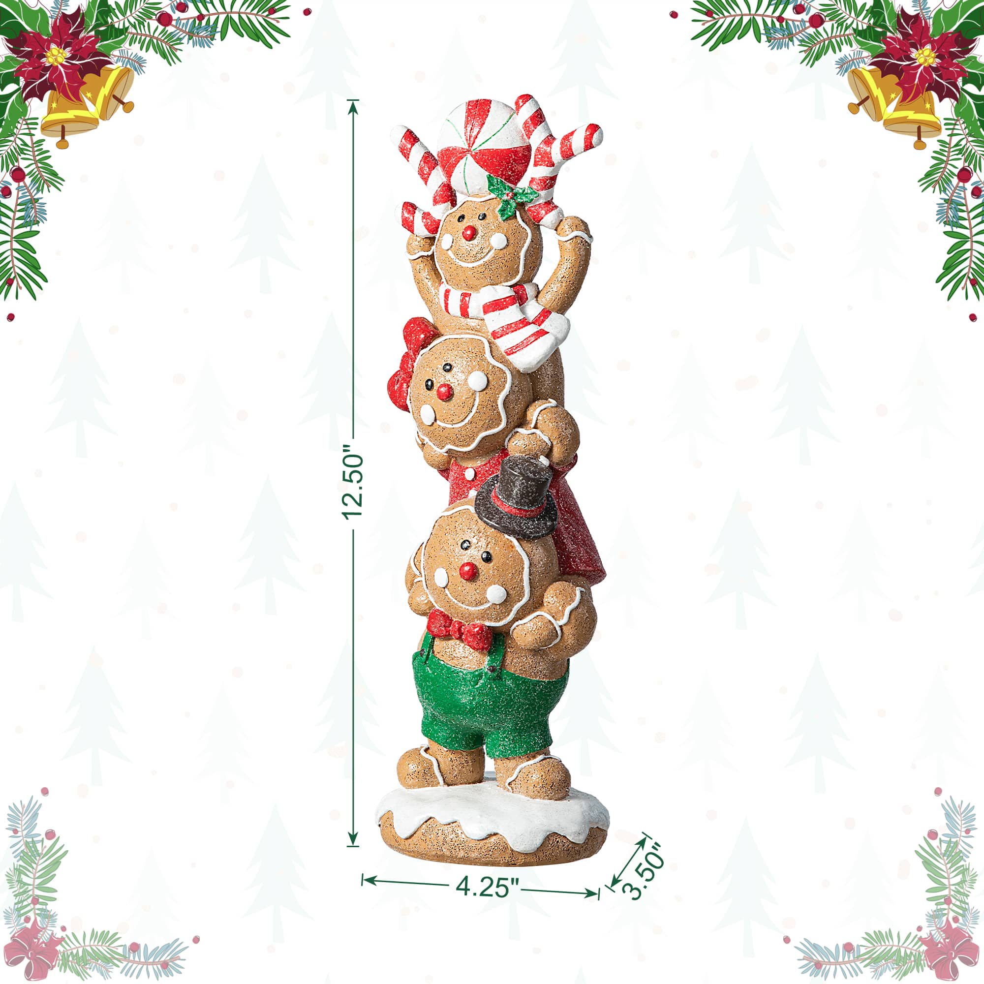 Glitzhome&#xAE; 12.5&#x22; Stacked Gingerbread Table D&#xE9;cor