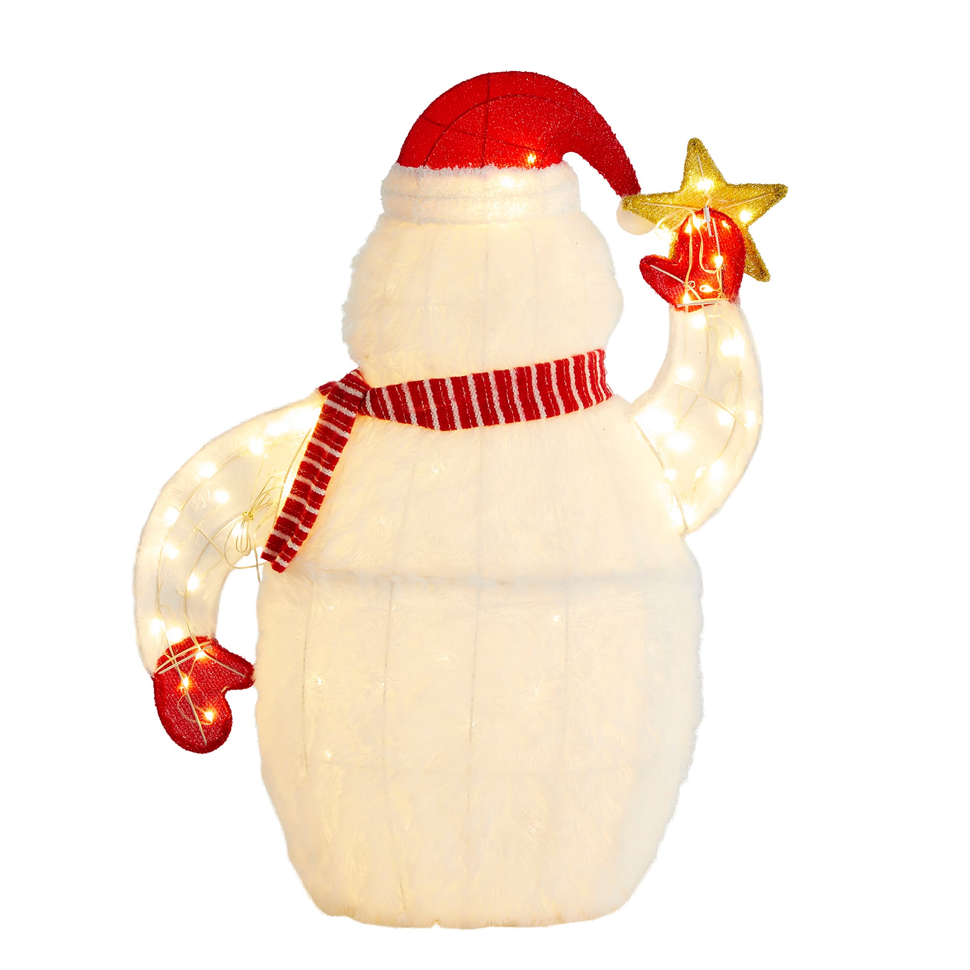 Glitzhome® 42"H Lighted Christmas 3D Fabric Yeti Outdoor Decor