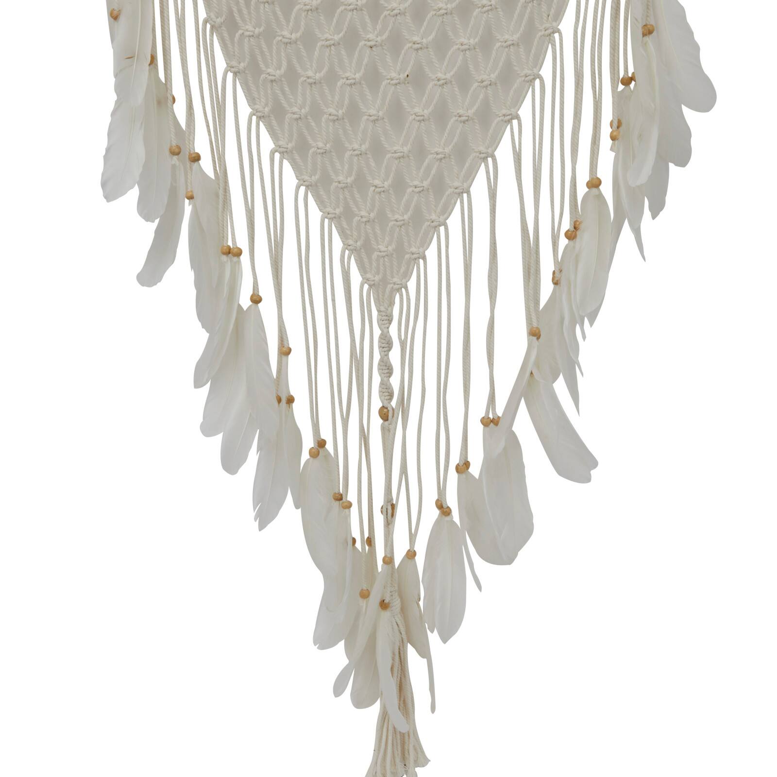 White Cotton Bohemian Dreamcatcher Wall Decor, 21&#x22; x 1&#x22; x 63&#x22;