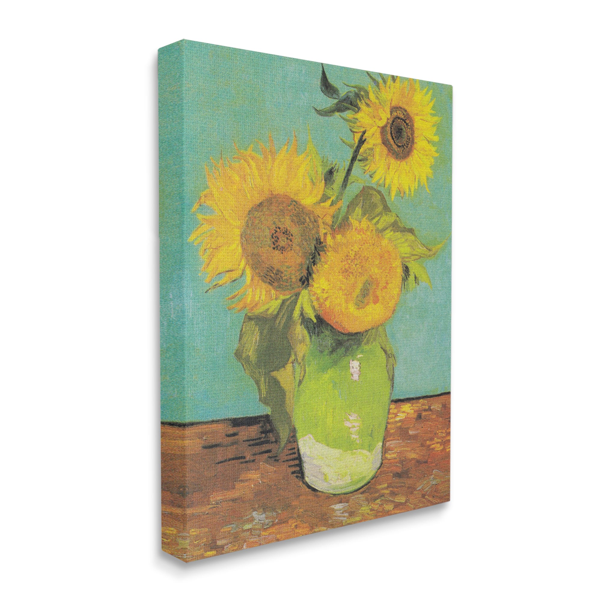 Stupell Industries Traditional Sunflower Painting over Turquoise Van Gogh Canvas Wall Art
