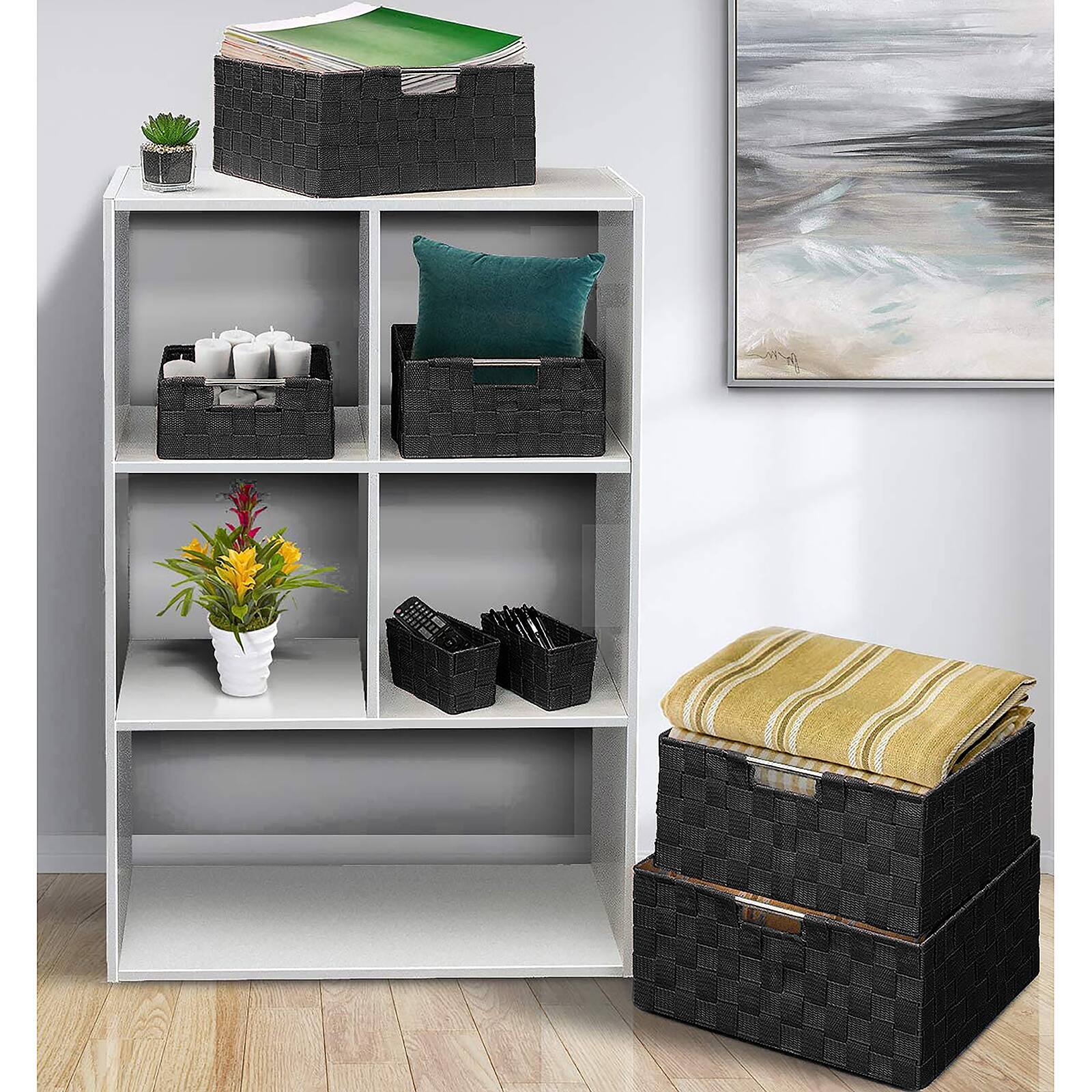 Sorbus 7-Piece Stackable Tote Basket Set with Handles