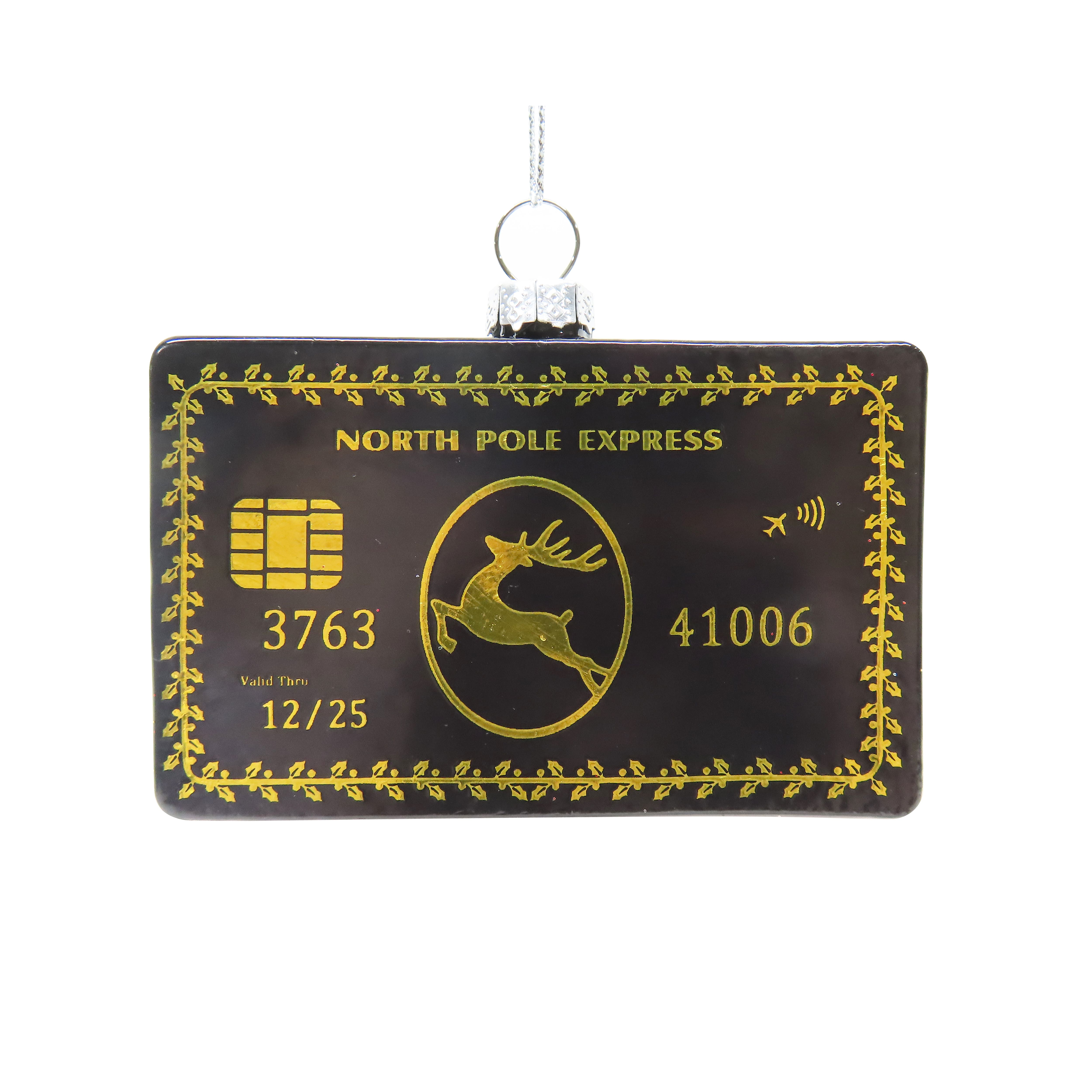 3.5&#x22; Black North Pole Express Credit Card Glass Ornament by Ashland&#xAE;