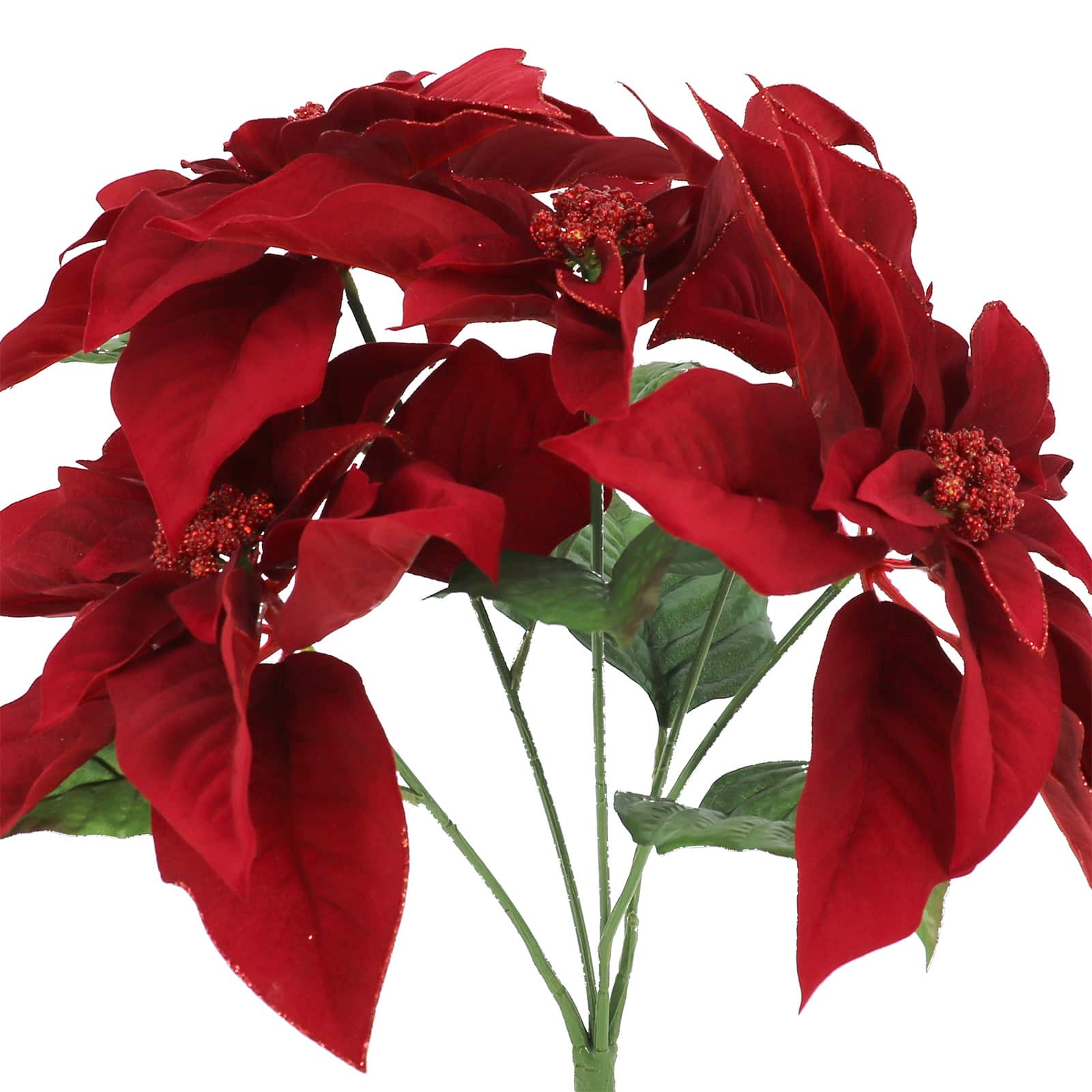 17&#x22; Dark Red Glitter Poinsettia Deluxe Bush by Ashland&#xAE;