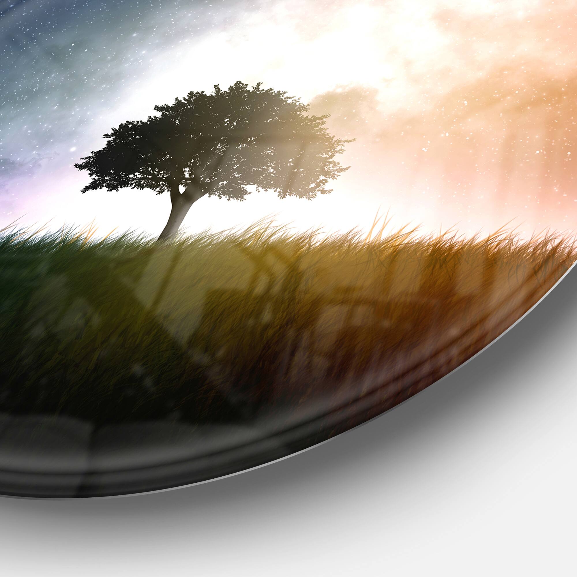 Designart - Single Tree Space Background' Trees Metal Circle Wall Art