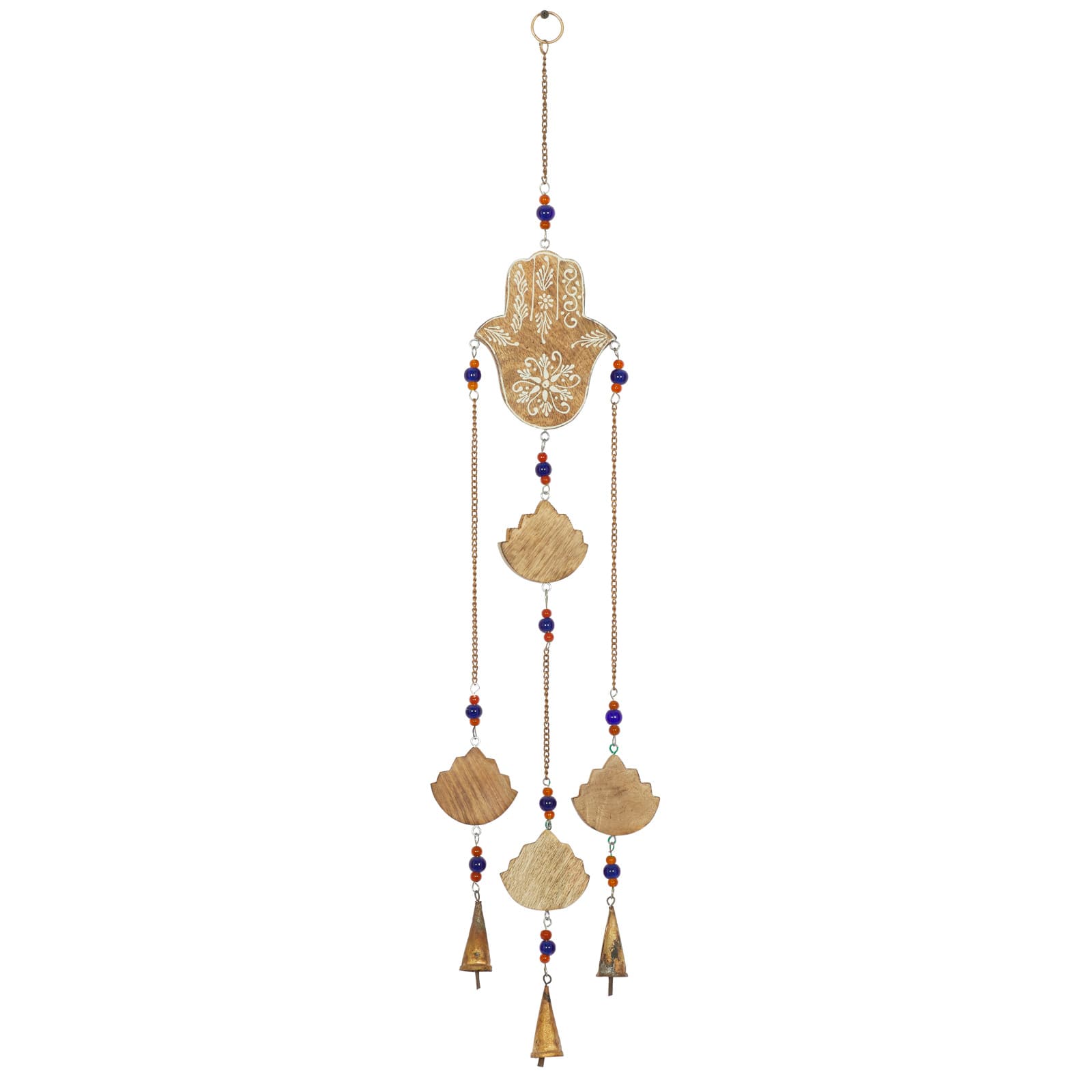Brown Mango Wood Eclectic Style Windchime, 5" x 32"