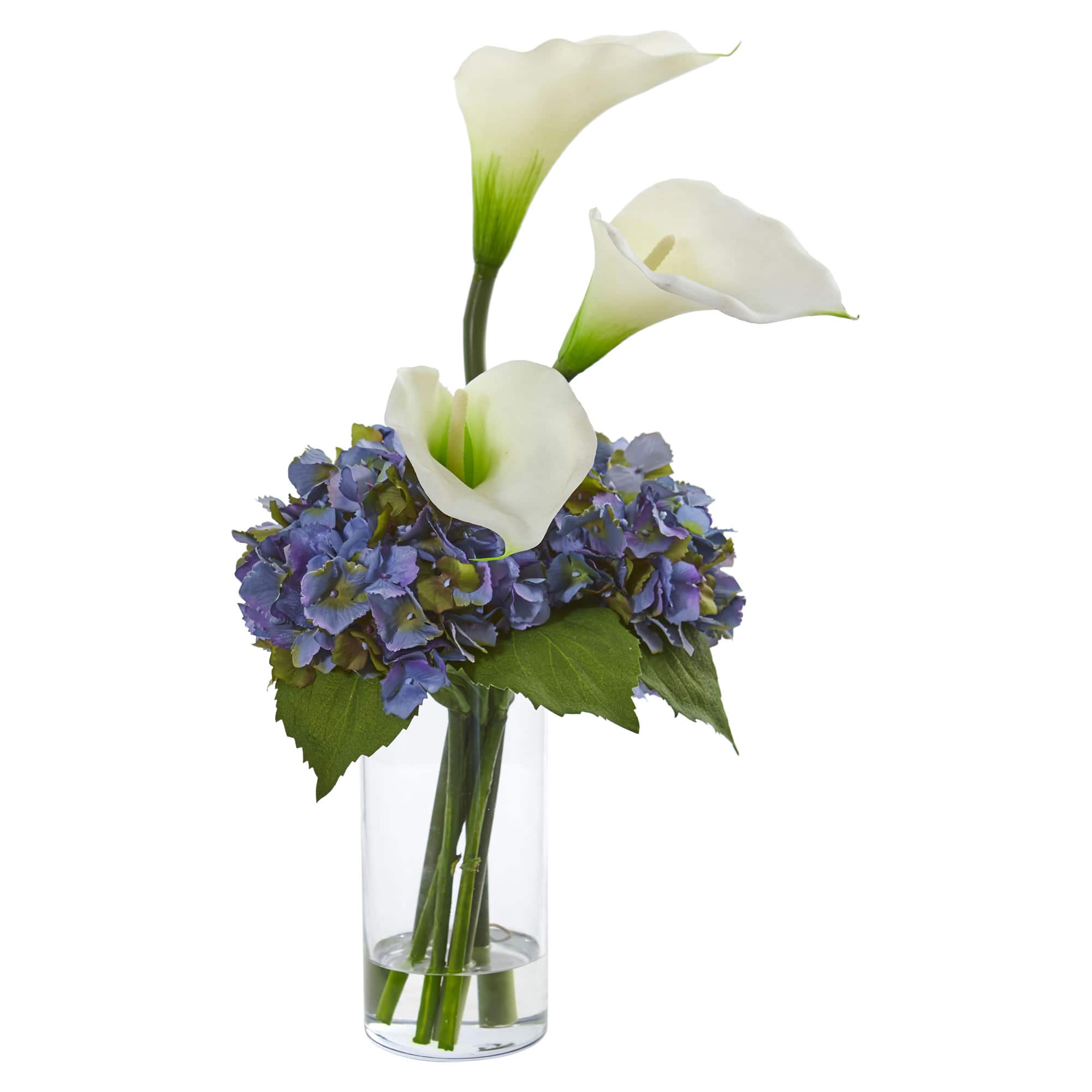 18&#x22; Calla Lily &#x26; Hydrangea Arrangement in Clear Vase